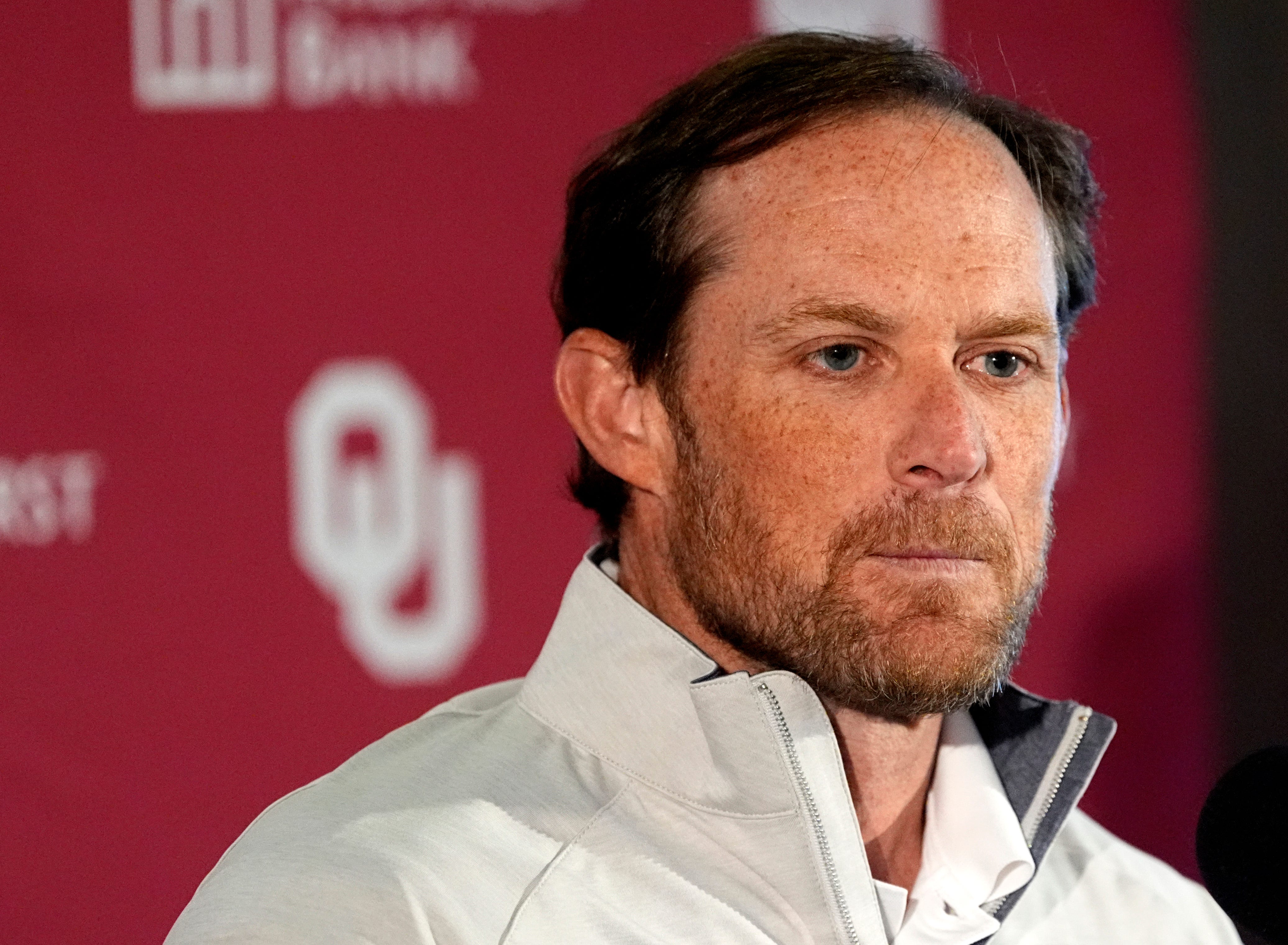 Oklahoma general manager Jim Nagy speaks to the media during the University of Oklahoma Sooners football spring press conference in Norman, Okla., Wednesday, March, 5, 2025.