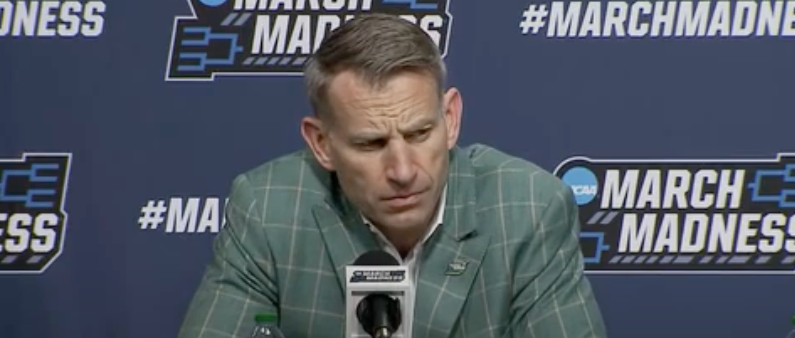 Alabama Crimson Tide men's basketball coach Nate Oats adresses the media following 80-66 round of 32 win vs. Saint Mary's, 3/23/25.