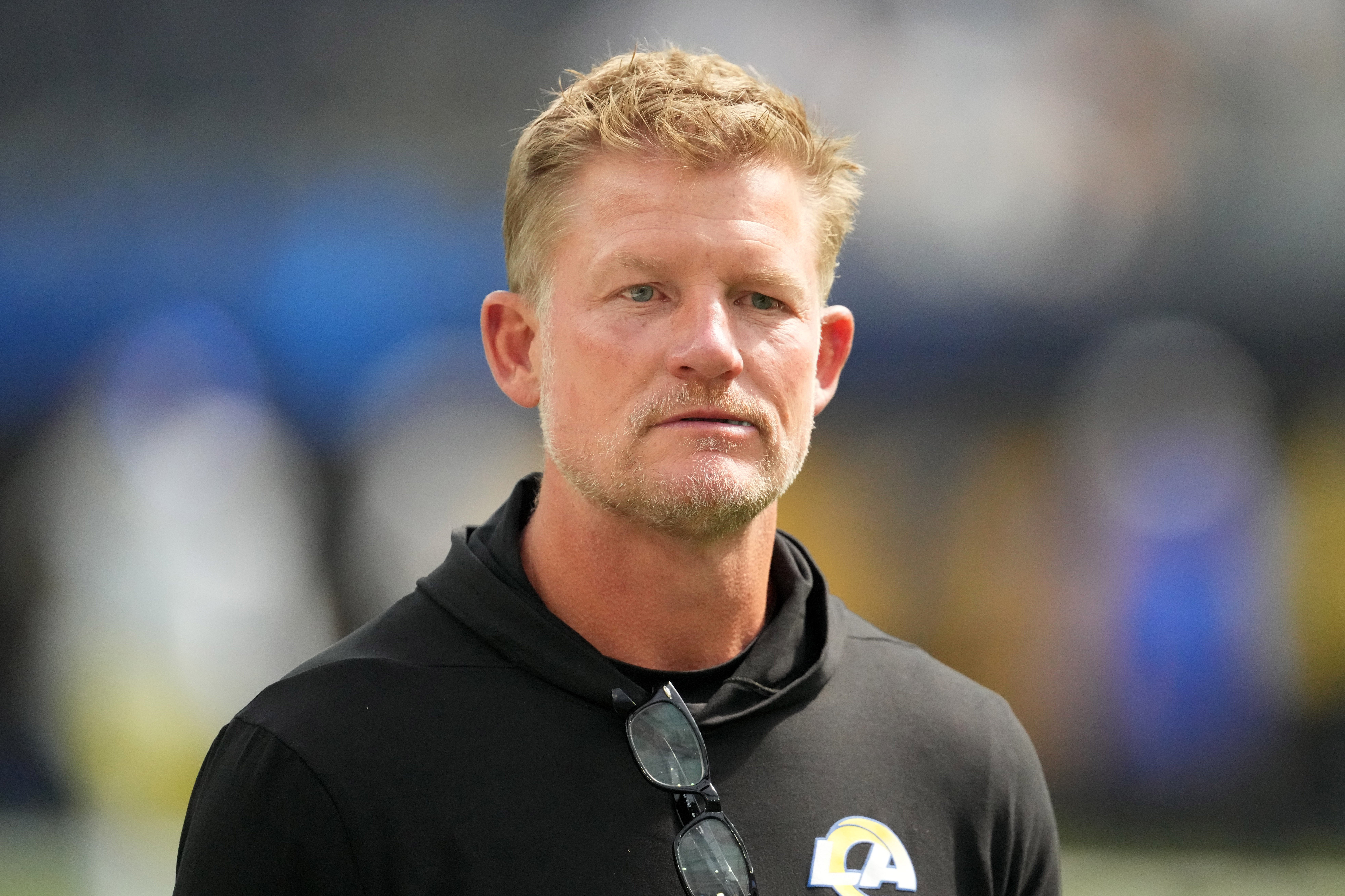 Aug 17, 2024; Inglewood, California, USA; Los Angeles Rams general manager Les Snead during the game against the Los Angeles Chargers at SoFi Stadium.