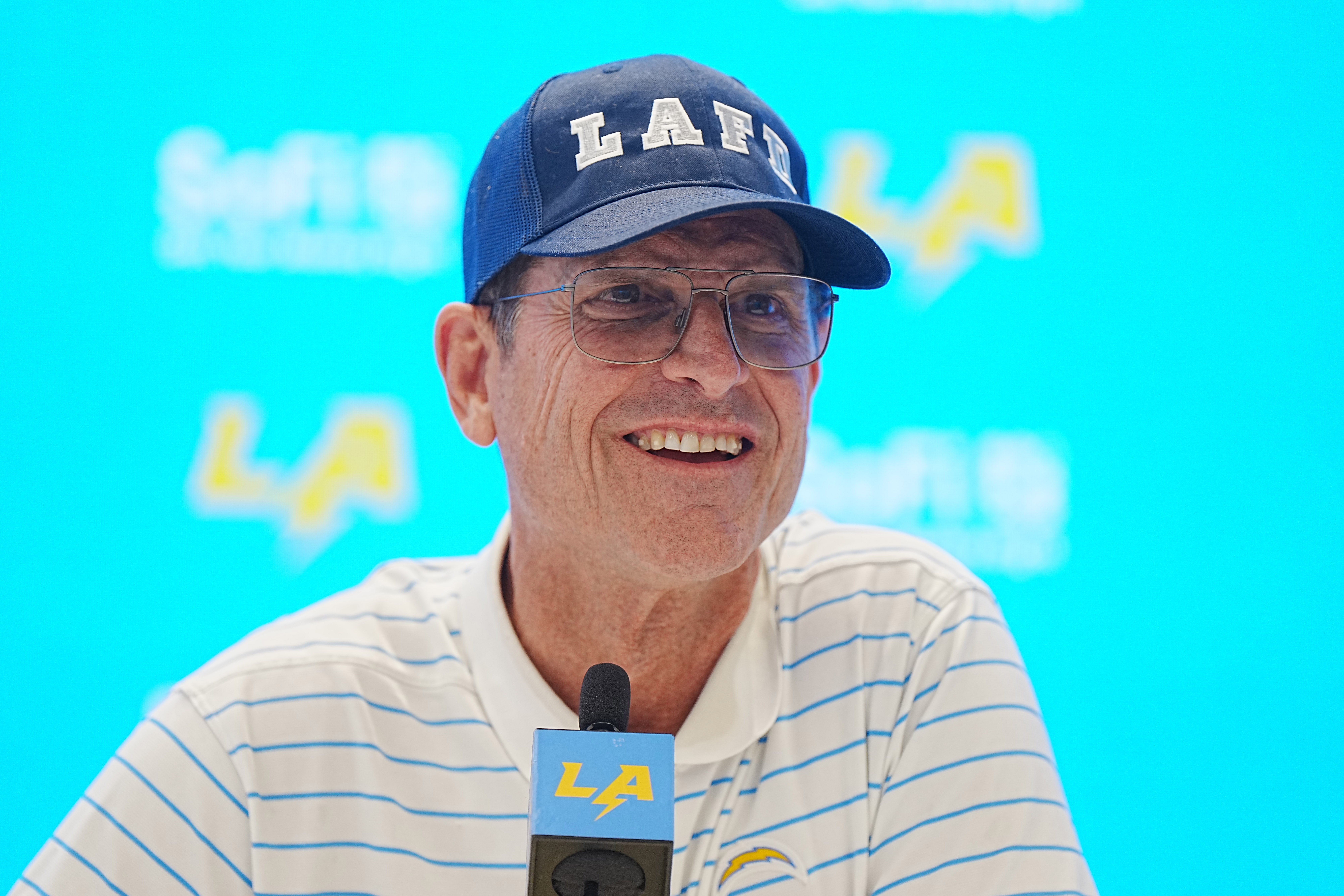 Los Angeles Chargers head coach Jim Harbaugh