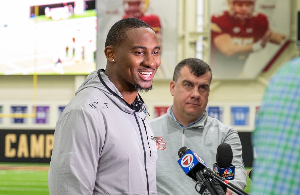 Boston College edge Donovan Ezeiruaku at Pro Day on Monday, March 24