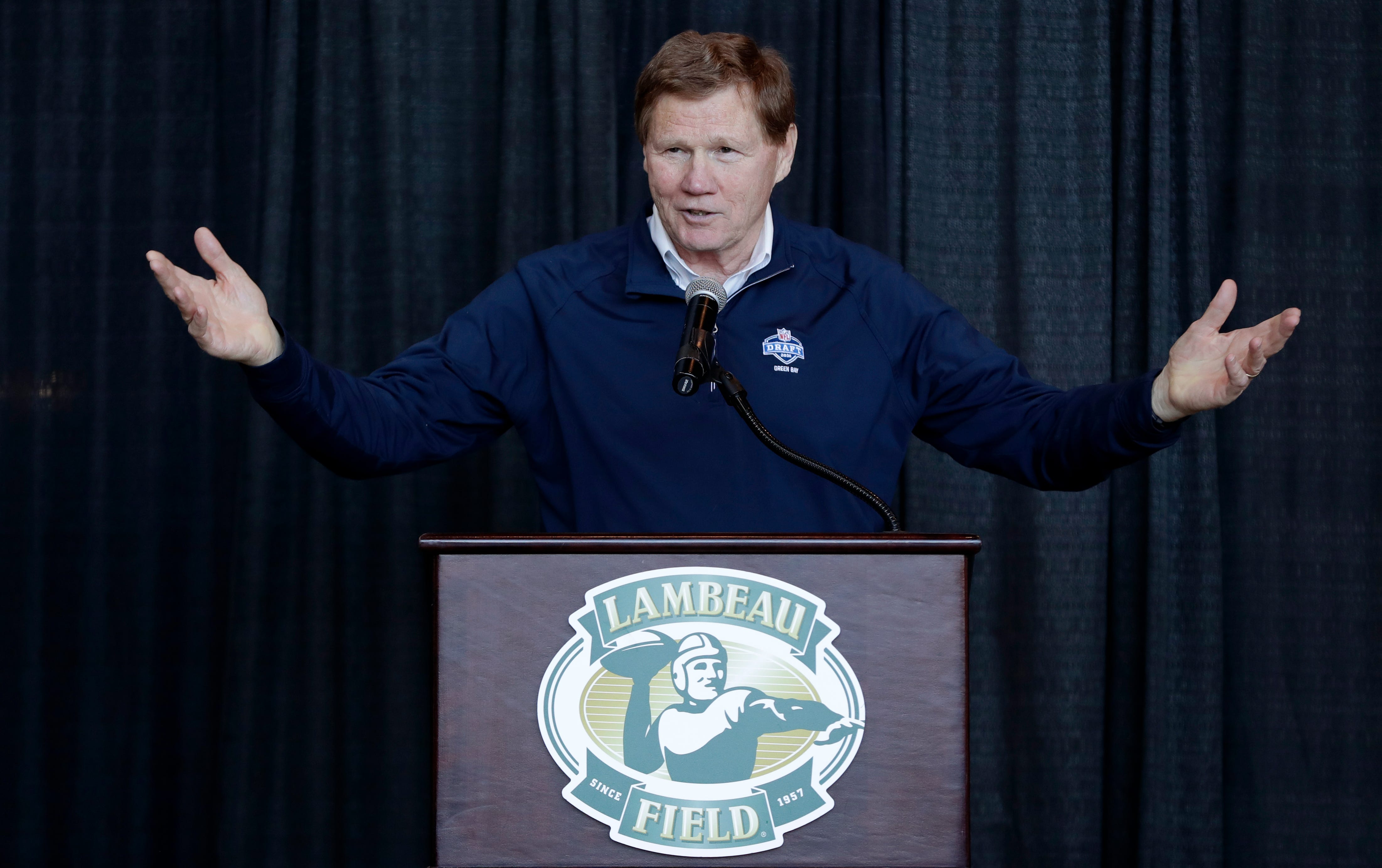Green Bay Packers president and CEO Mark Murphy speaks during the Green Bay Packers FAN Hall of Fame ceremony on Feb. 17, 2025, at Lambeau Field in Green Bay, Wis.