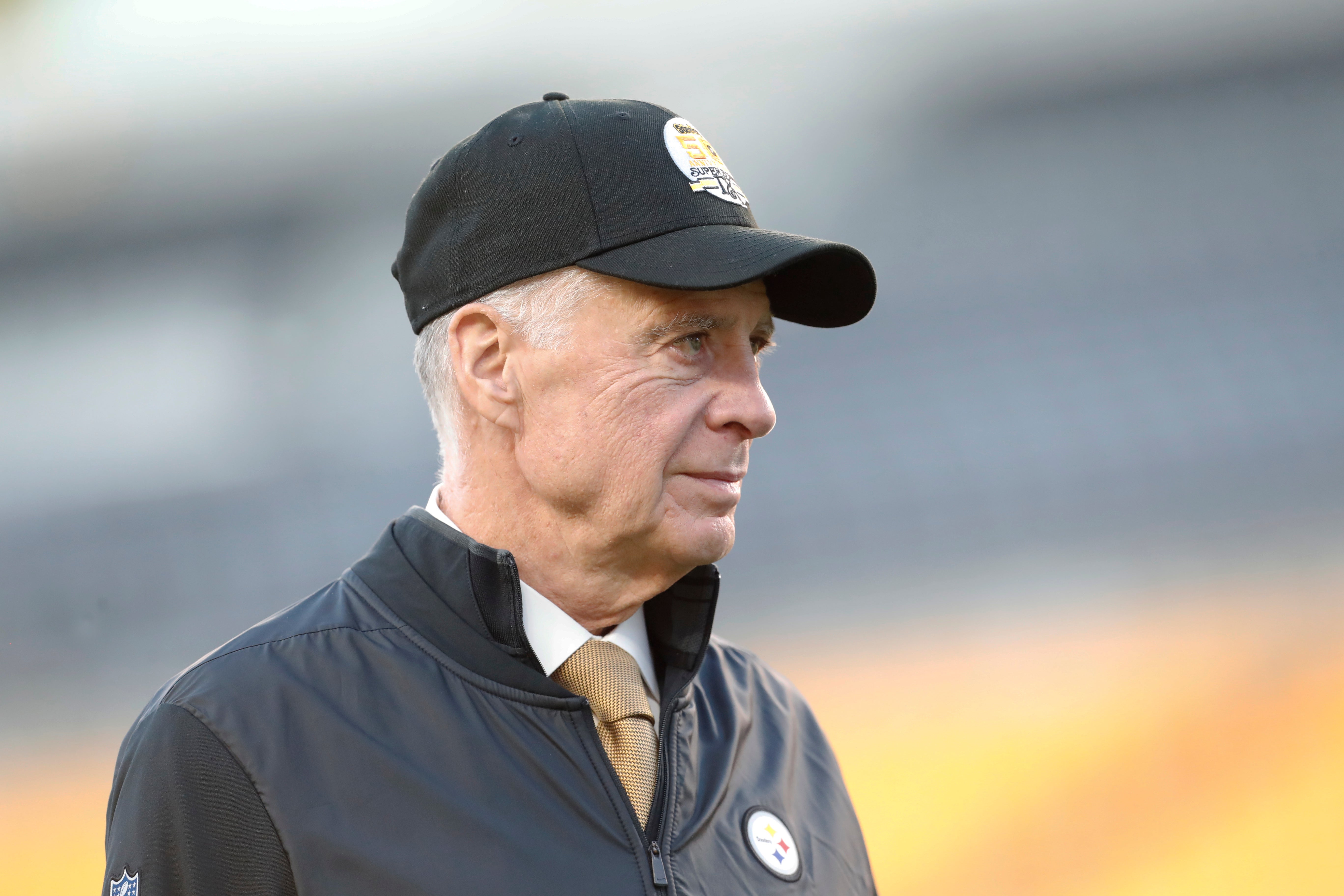 Oct 20, 2024; Pittsburgh, Pennsylvania, USA; Pittsburgh Steelers owner Art Rooney II walks the field before playing the New York Jets at Acrisure Stadium.
