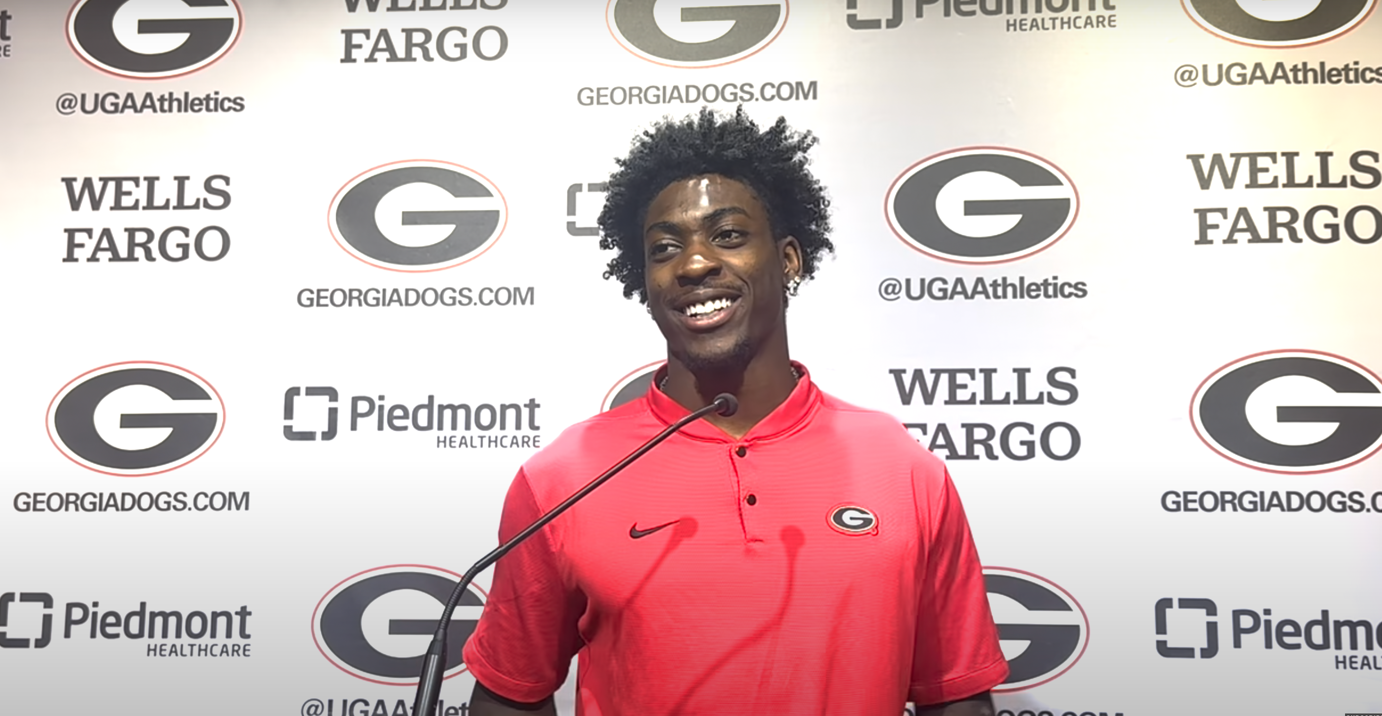 Georgia Bulldogs transfer WR Zachariah Branch speaks to media during spring ball