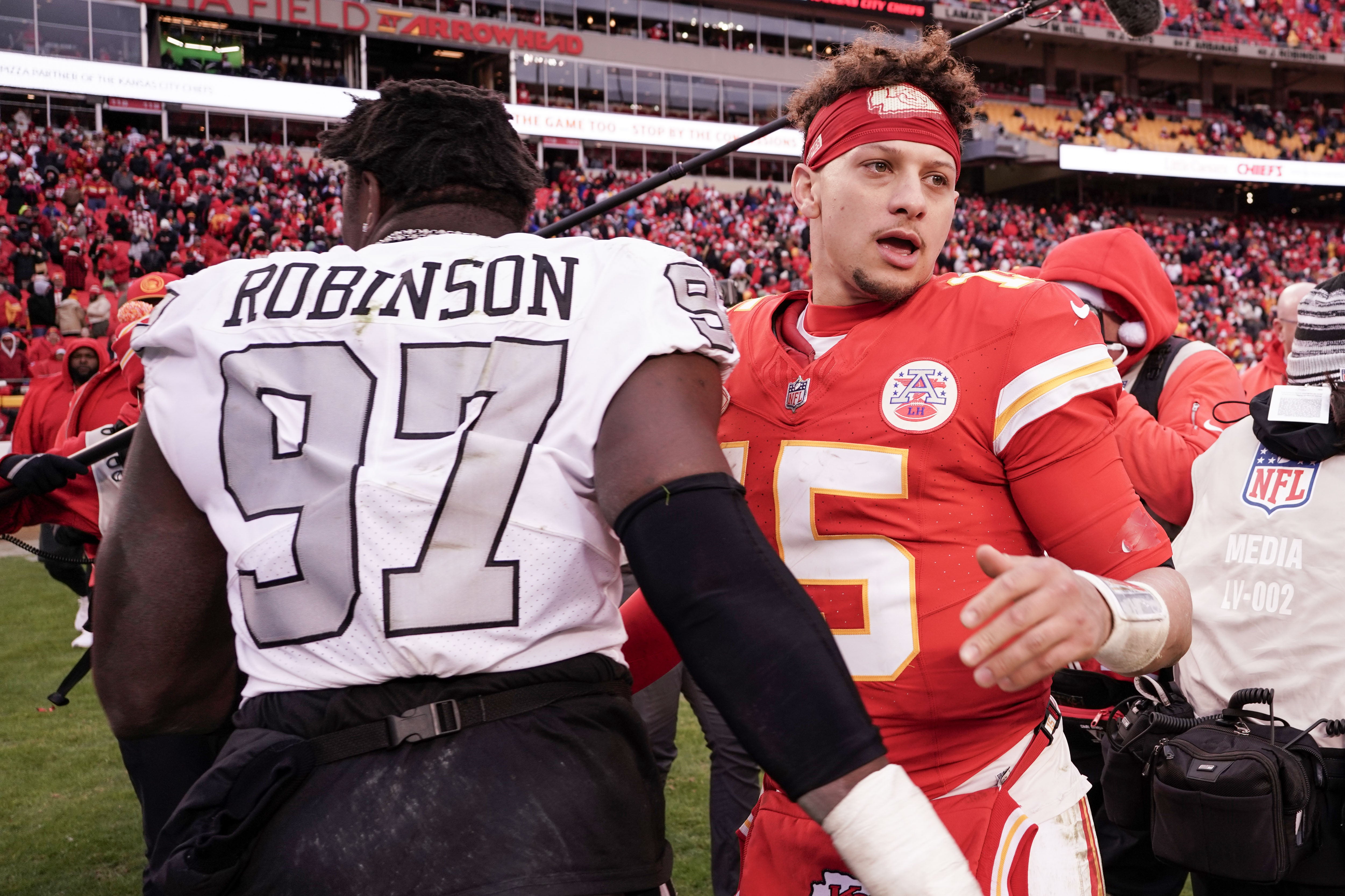 Las Vegas Raiders Janarius Robinson Kansas City Chiefs Patrick Mahomes