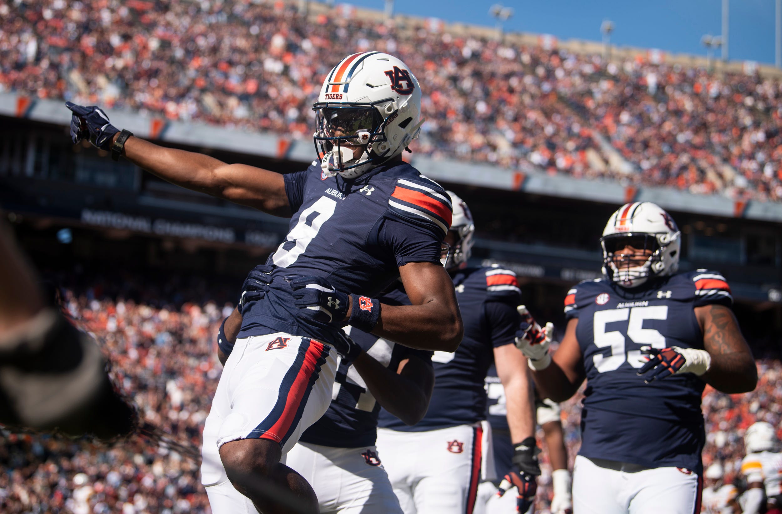 Cam Coleman, WR Auburn celebrates a big play for the Tigers