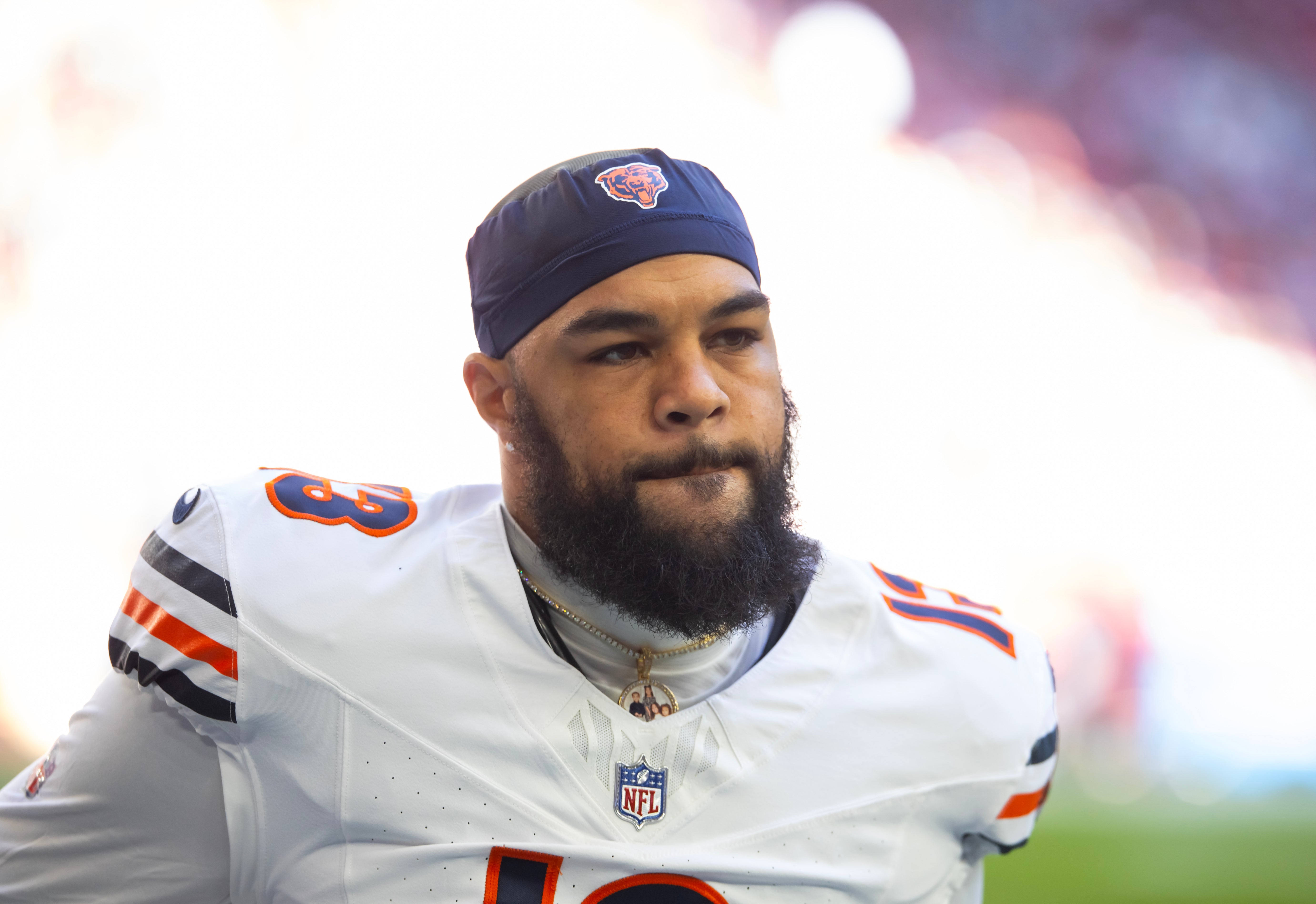 Nov 3, 2024; Glendale, Arizona, USA; Chicago Bears wide receiver Keenan Allen (13) against the Arizona Cardinals at State Farm Stadium.
