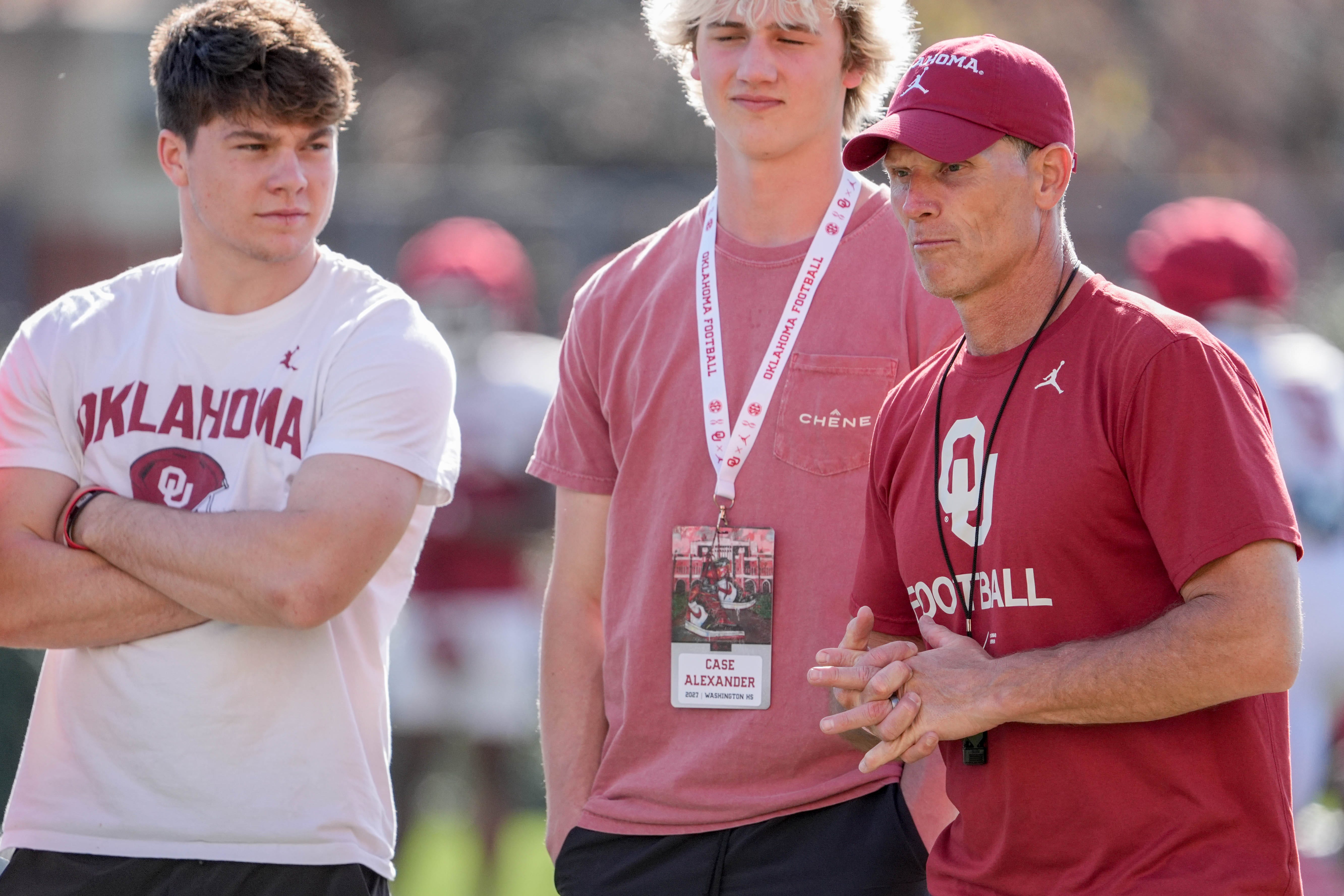 Oklahoma head coach Brent Venables walks on the field during an Oklahoma (OU) football practice at the Gaylord Family Oklahoma Memorial Stadium in Norman, Okla., on Tuesday, March 25, 2025.