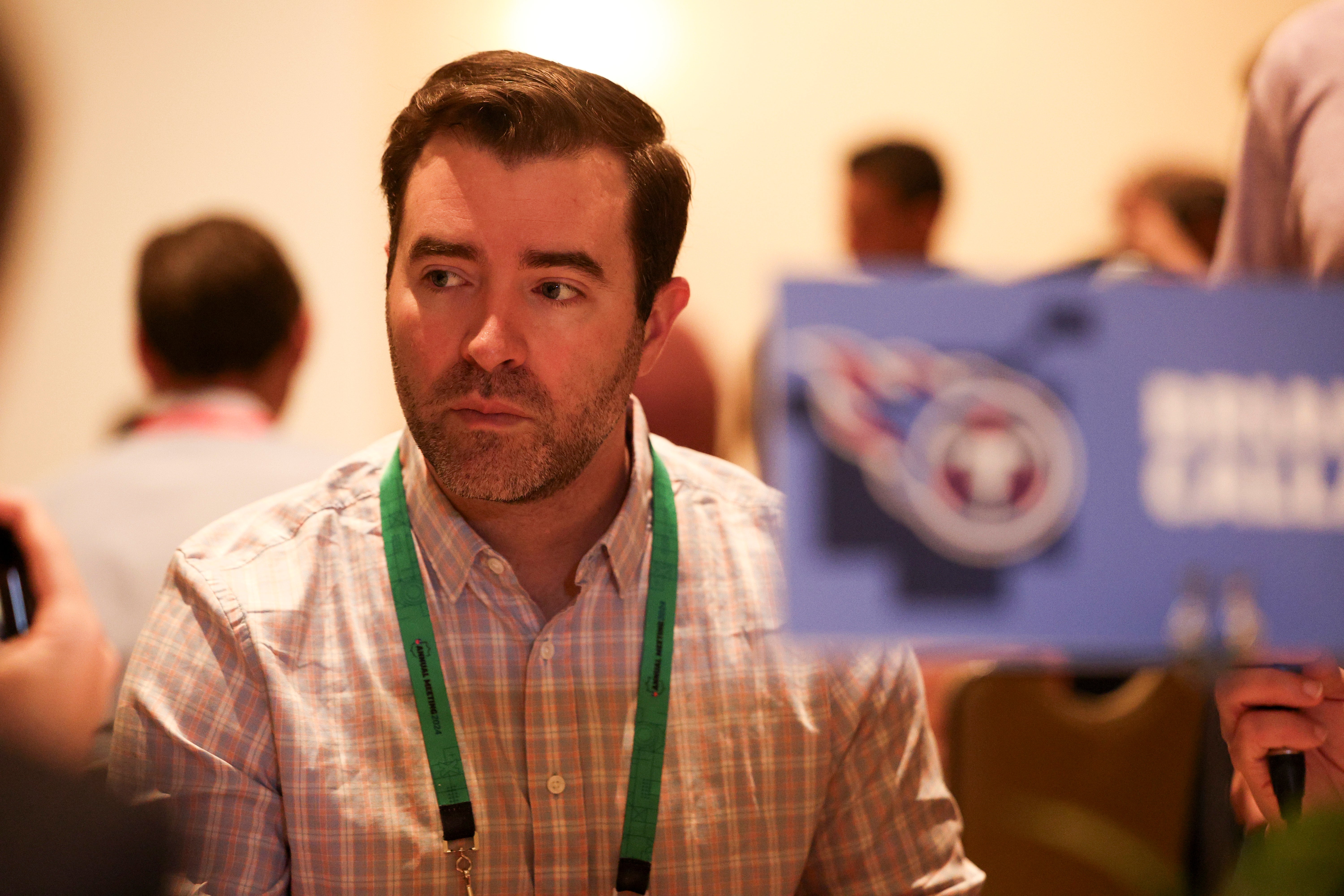 Tennessee Titans head coach Brian Callahan talks to media during the NFL annual league meetings at the JW Marriott. Nathan Ray Seebeck-Imagn Images