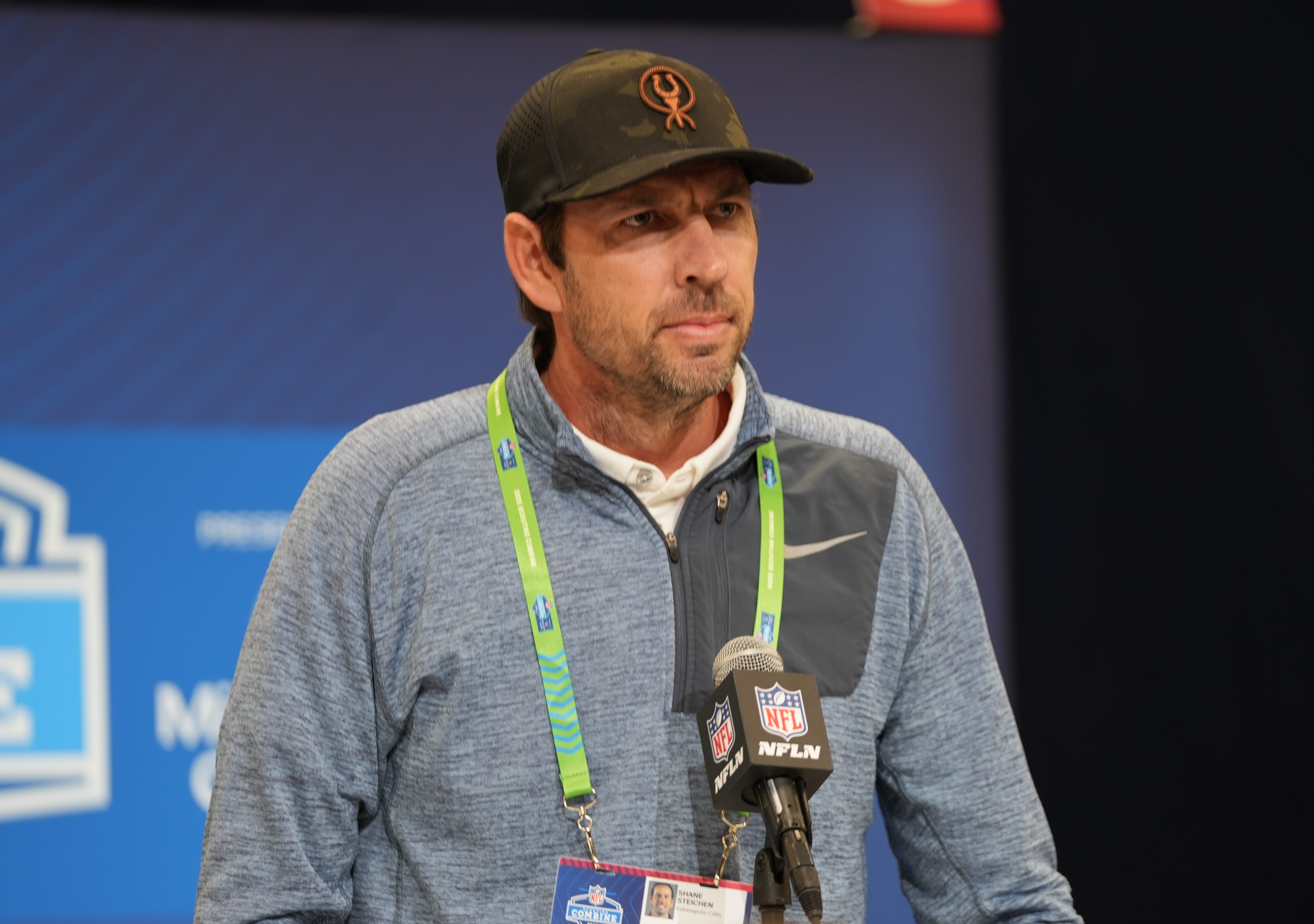 Indianapolis Colts head coach Shane Steichen speaks to the media during the 2025 NFL draft.