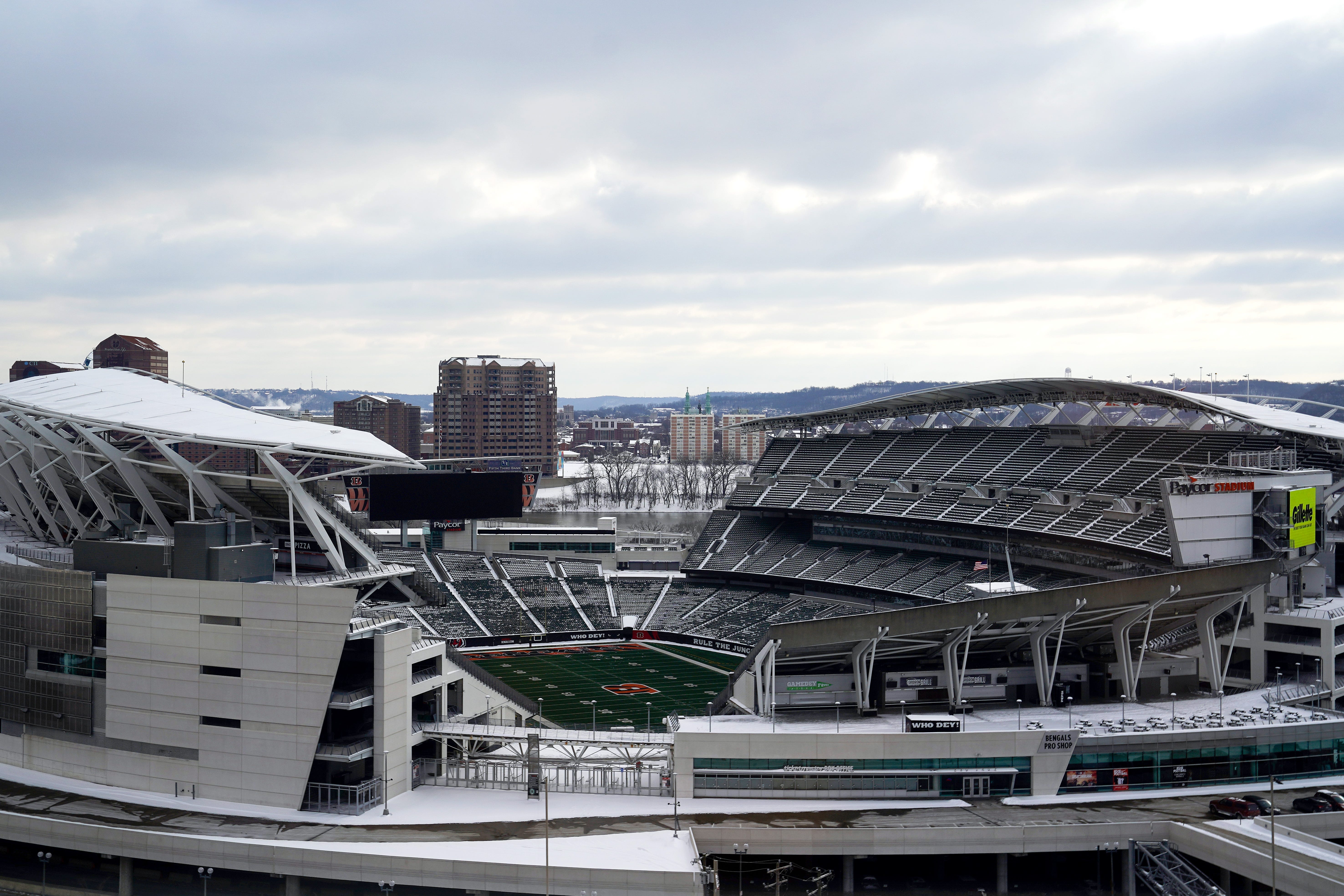 A view of Paycor Stadium, Wednesday, Jan. 8, 2025, in Downtown Cincinnati.
