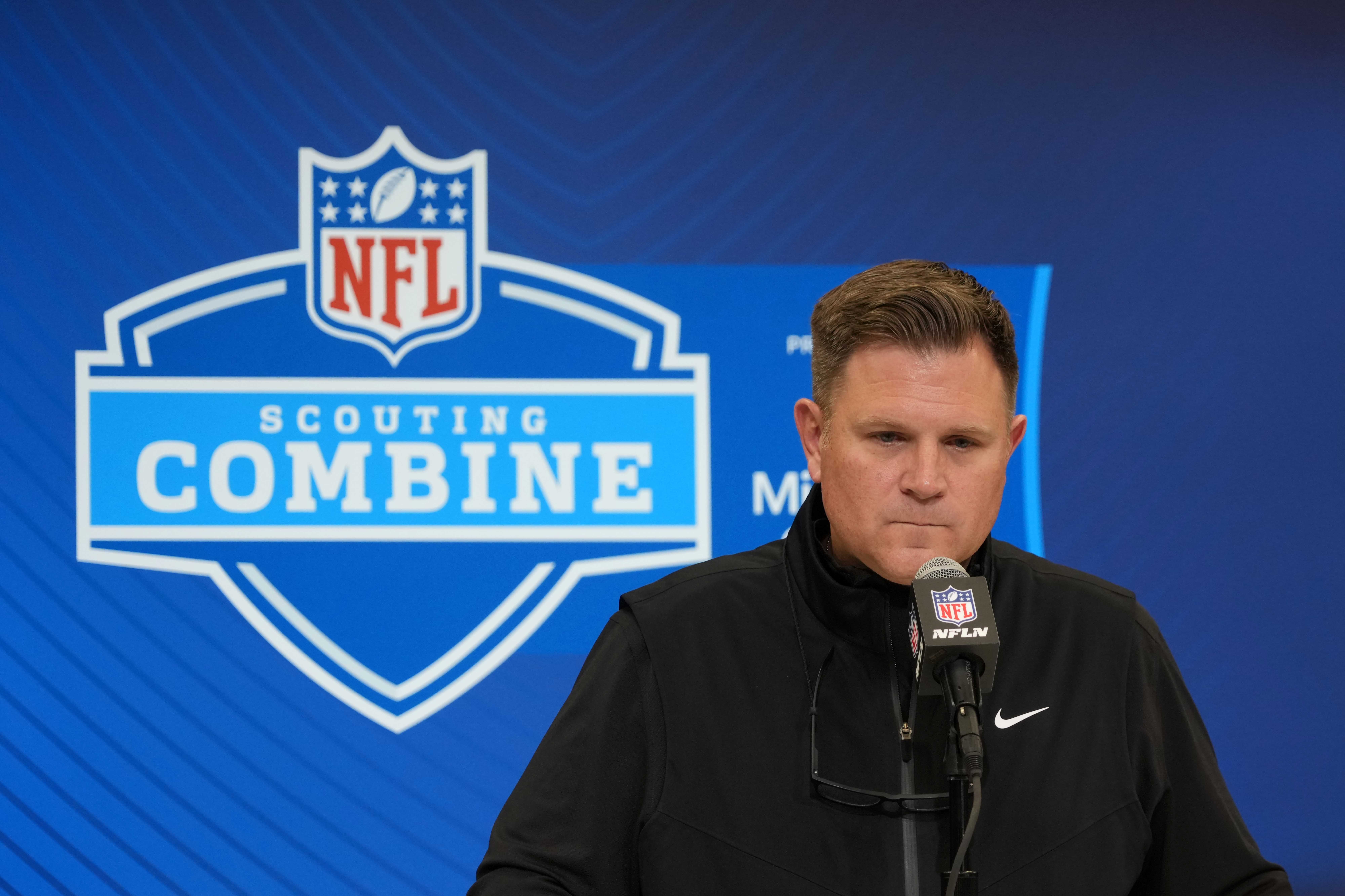 Green Bay Packers general manager Brian Gutekunst speaks during the NFL Scouting Combine at the Indiana Convention Center.