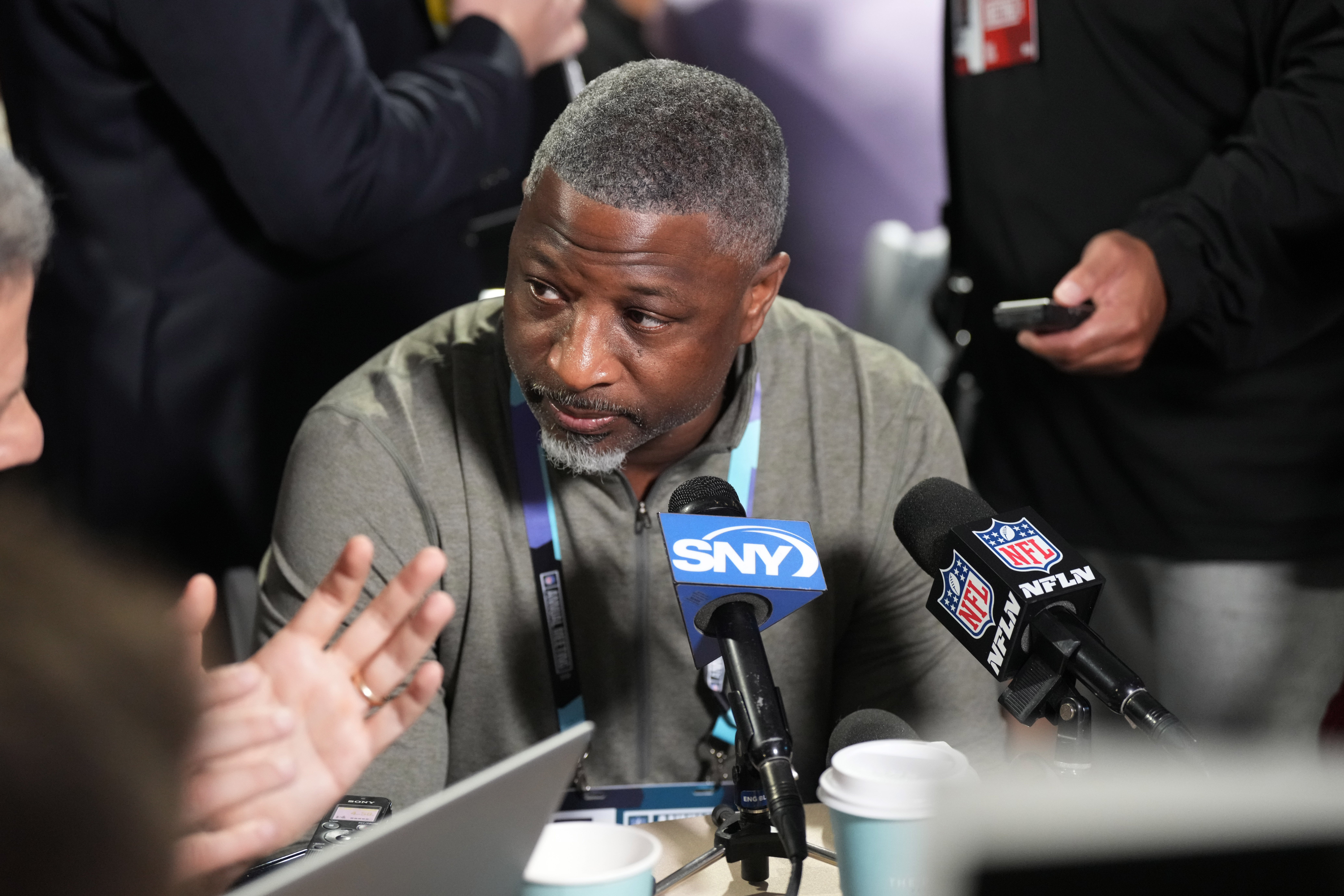 New York Jets head coach Aaron Glenn attends the NFL Annual League Meeting at The Breakers. Mandatory Credit: Jim Rassol-Imagn Images