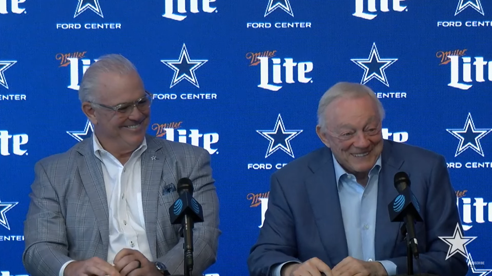 Dallas Cowboys owner Jerry Jones talks to media ahead of 2025 NFL Draft.