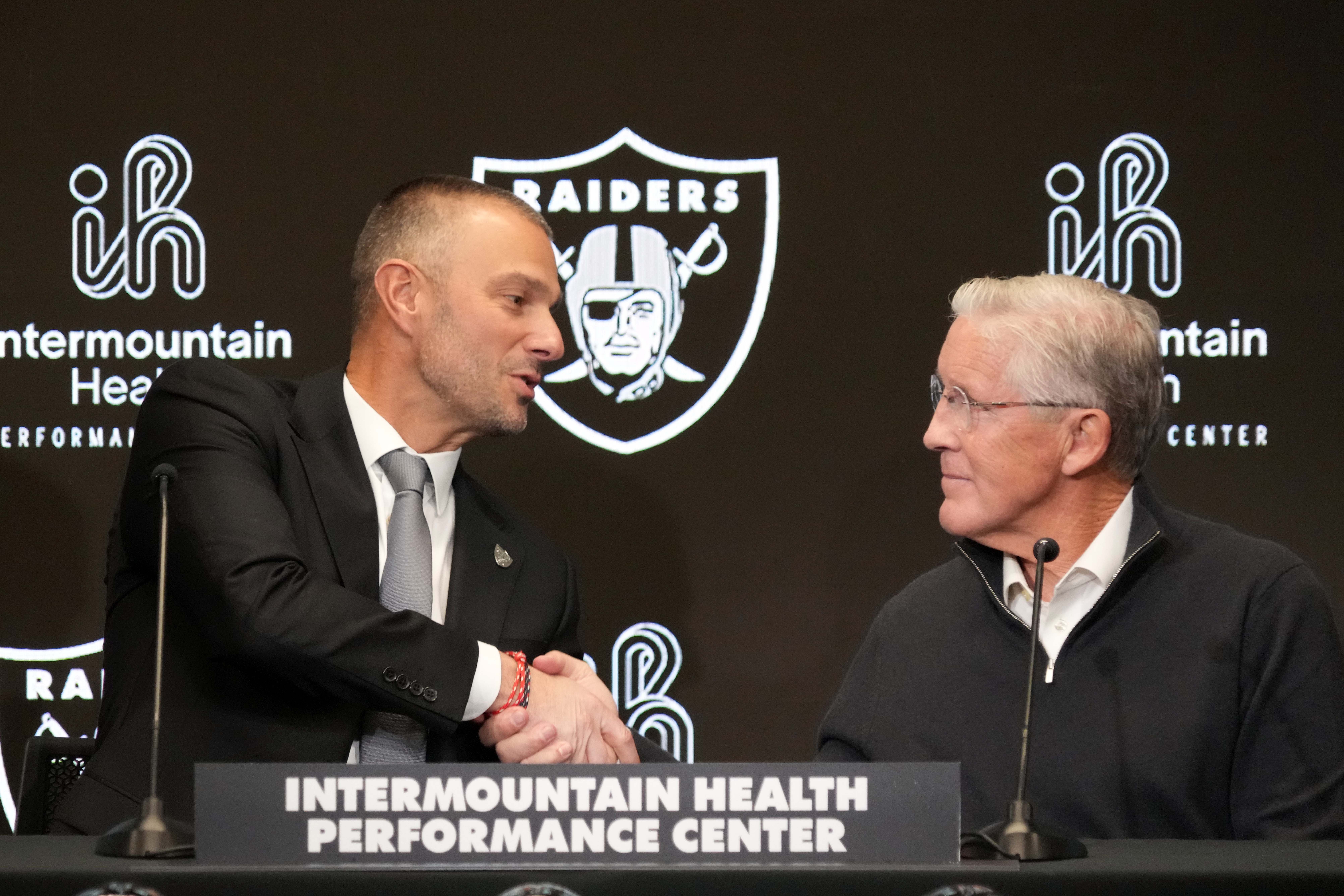 Las vegas Raiders general manager John Spytek head coach Pete Carroll