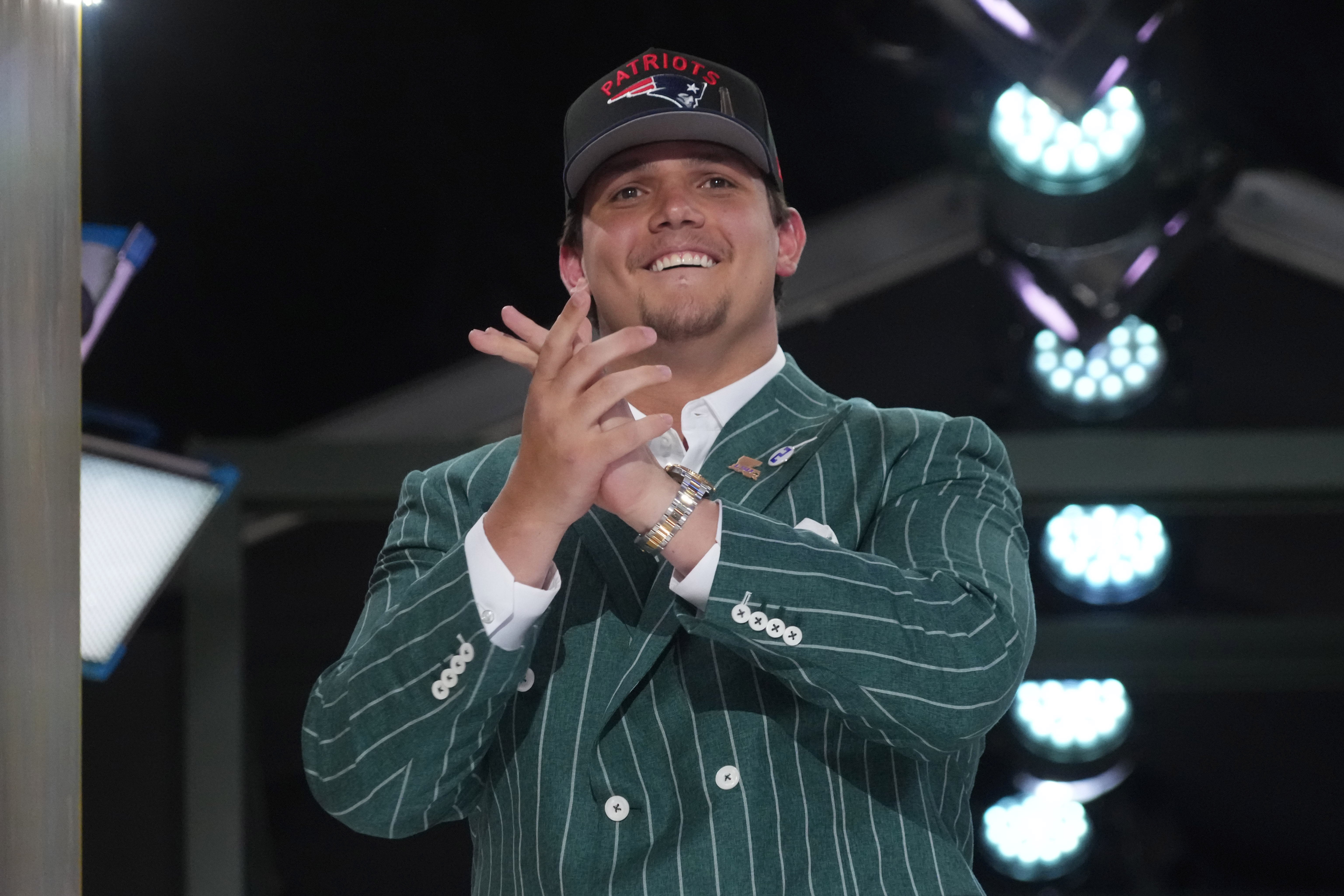 Apr 24, 2025; Green Bay, WI, USA; LSU Tigers offensive lineman Will Campbell is selected by the New England Patriots as the number four pick in the first round of the 2025 NFL Draft at Lambeau Field.