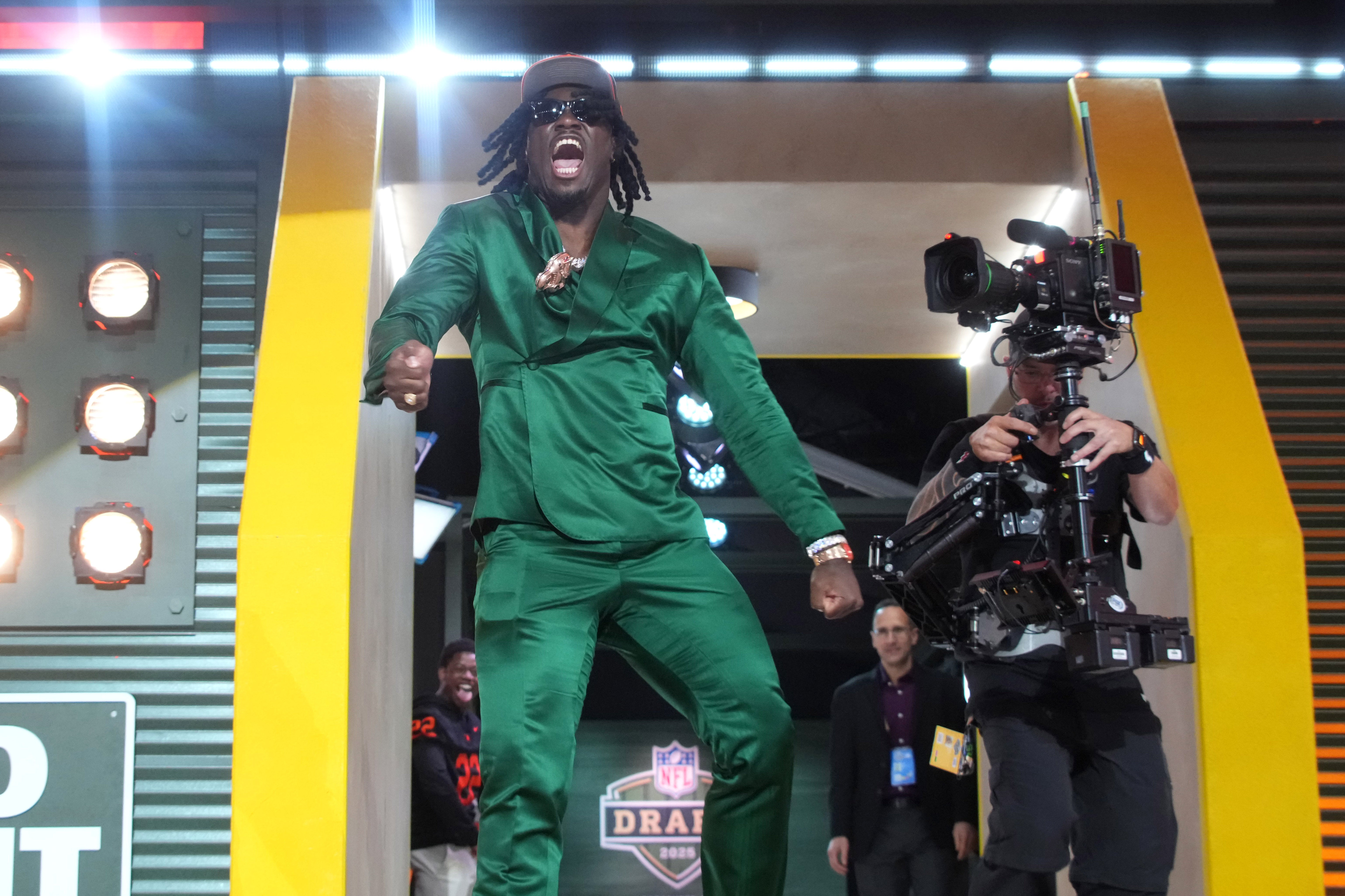 Apr 24, 2025; Green Bay, WI, USA; Texas A&M Aggies defensive end Shemar Stewart is selected by the Cincinnati Bengals as the number seventeen pick in the first round of the 2025 NFL Draft at Lambeau Field.