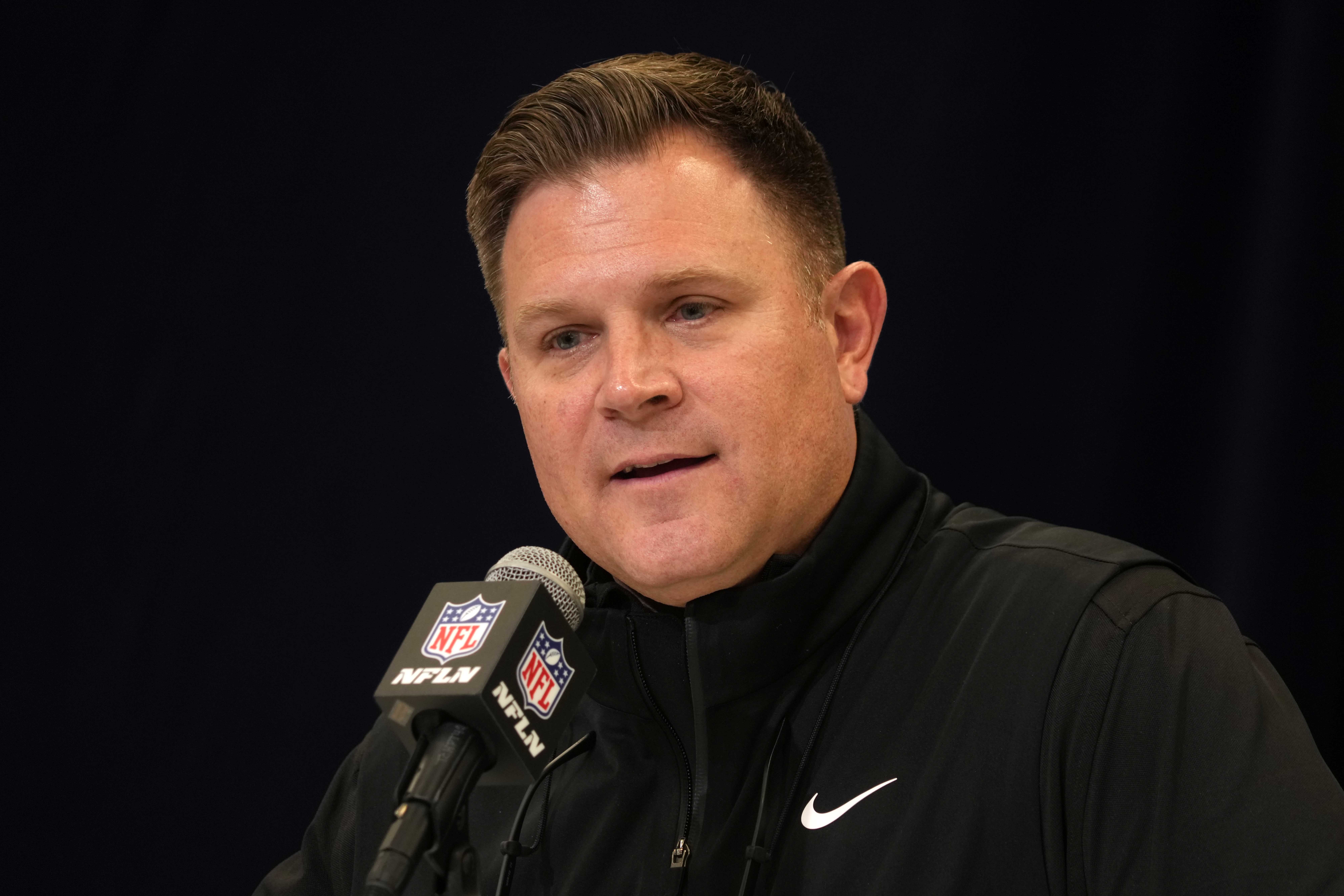 Green Bay Packers general manager Brian Gutekunst speaks during the NFL Scouting Combine at the Indiana Convention Center.