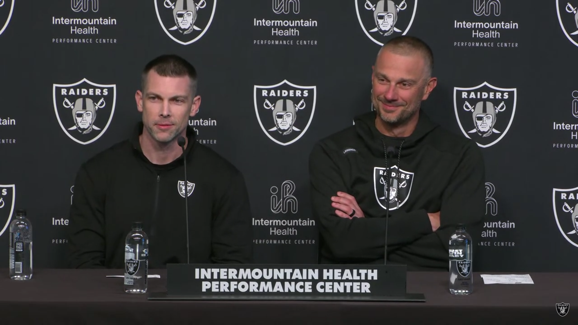 Las Vegas Raiders Director of College Scouting Brandon Yeargan and General Manager John Spytek