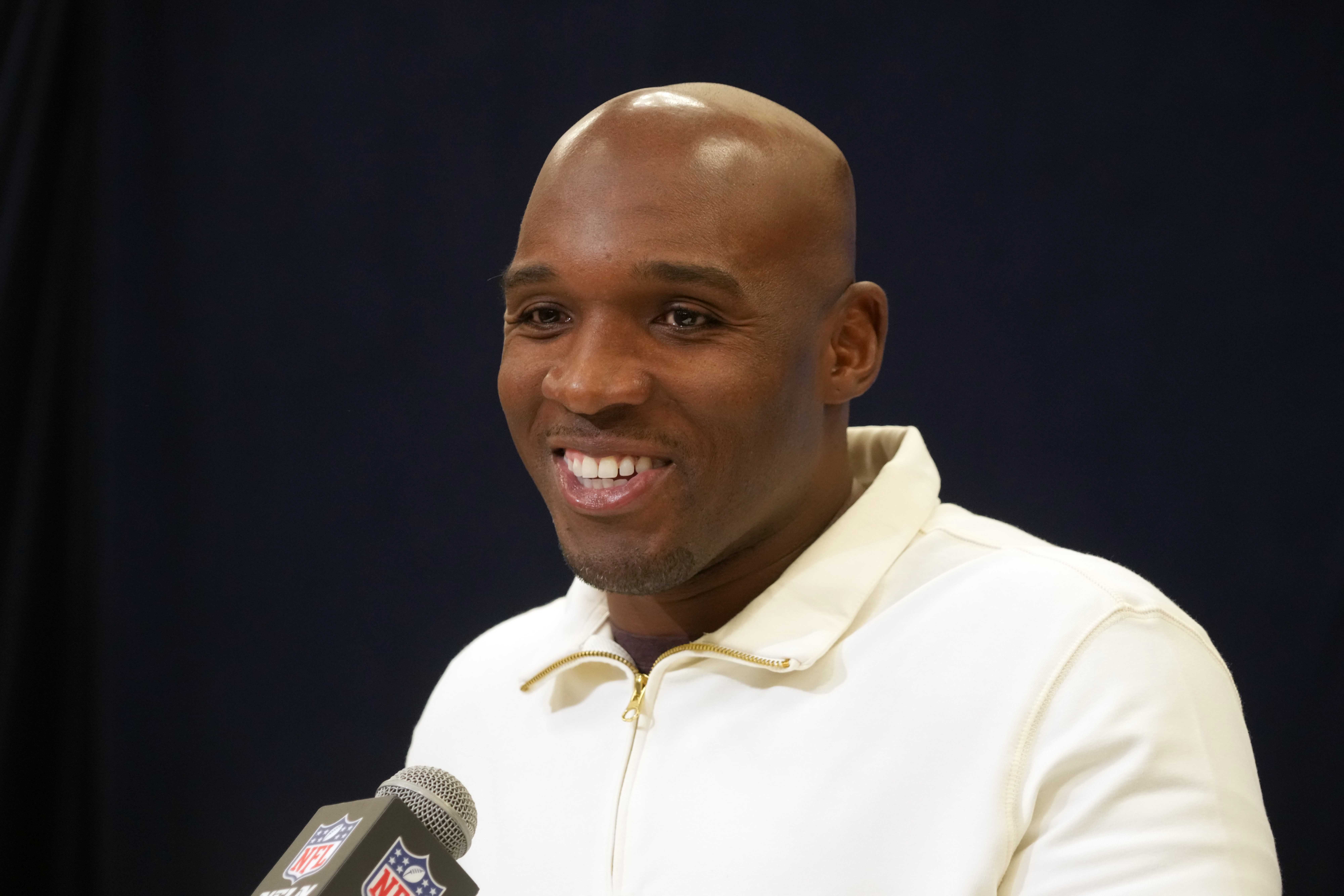 Feb 25, 2025; Indianapolis, IN, USA; Houston Texans coach DeMeco Ryans speaks during the NFL Scouting Combine at the Indiana Convention Center.
