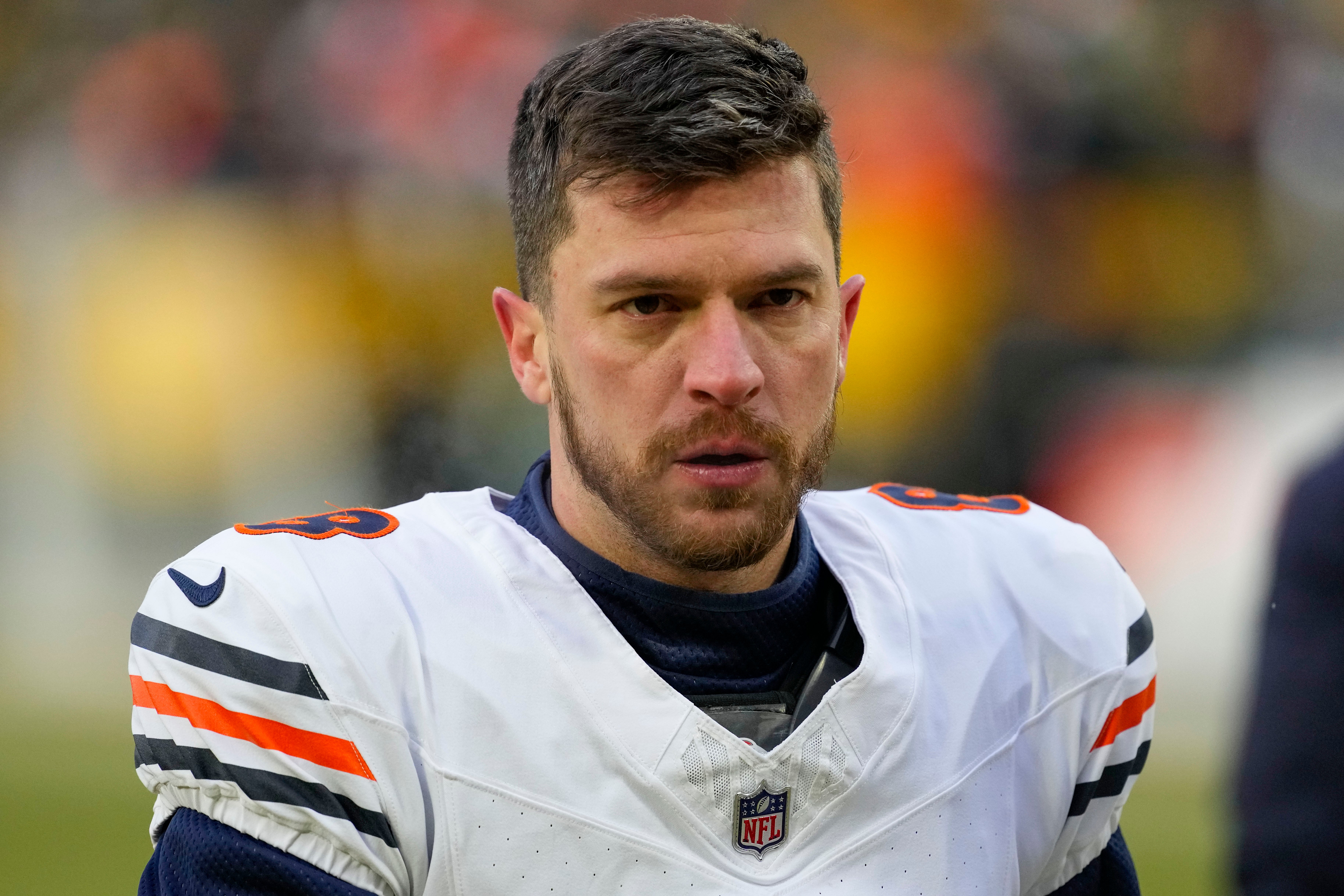 Jan 5, 2025; Green Bay, Wisconsin, USA; Chicago Bears kicker Cairo Santos (8) following the game against the Green Bay Packers at Lambeau Field.
