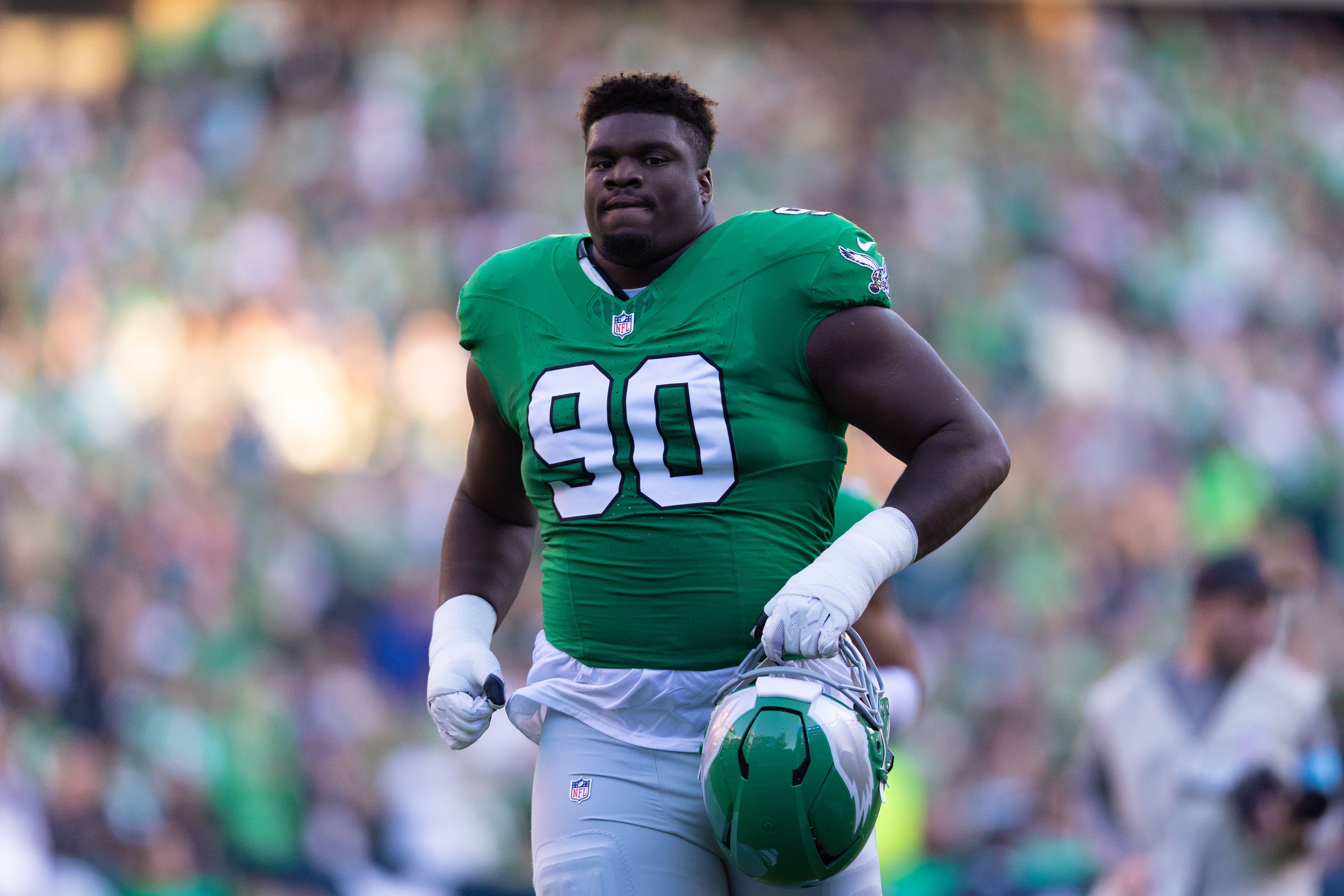 Philadelphia Eagles defensive tackle Jordan Davis (90) in a game against the Jacksonville Jaguars at Lincoln Financial Field.