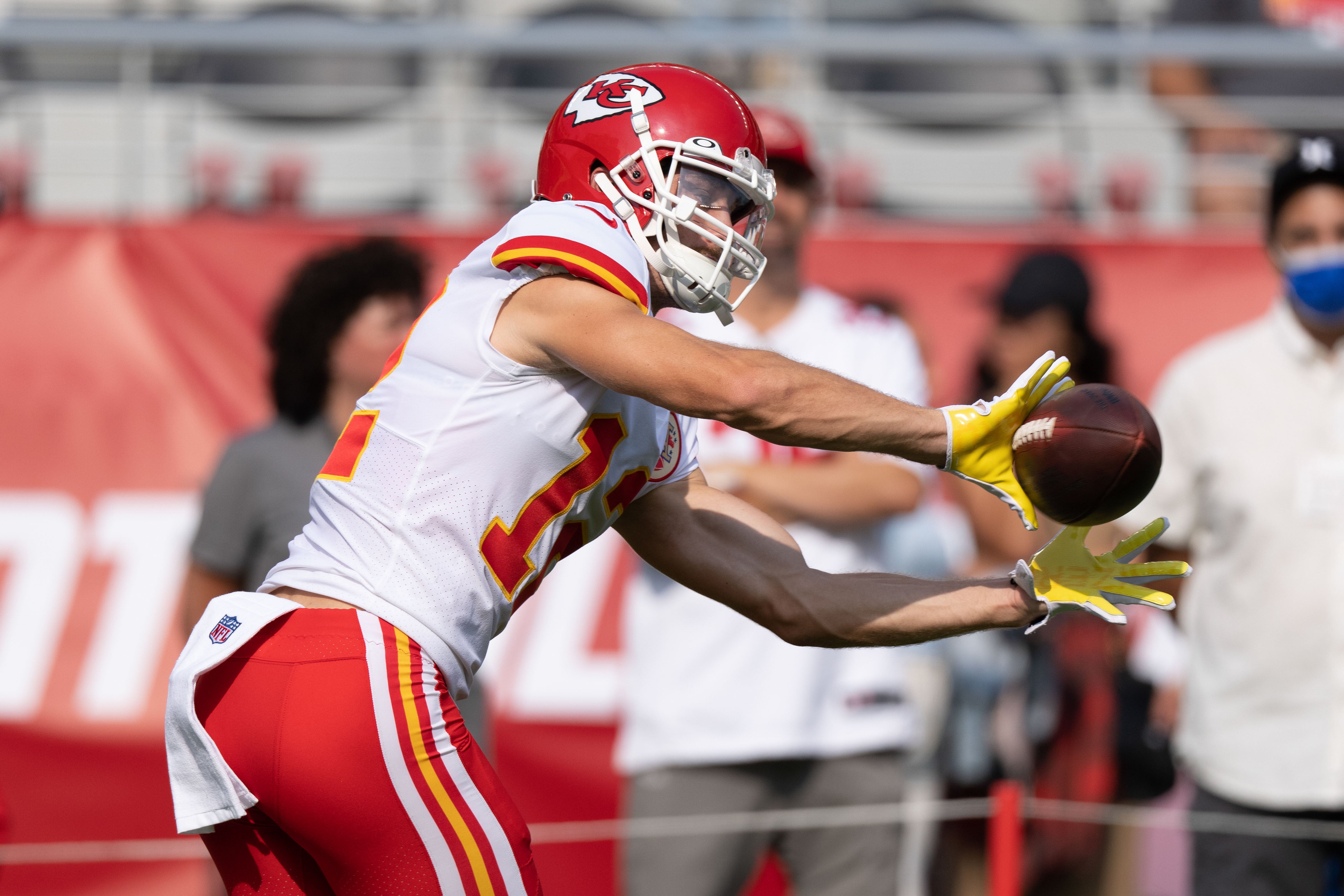 August 14, 2021; Santa Clara, California, USA; Kansas City Chiefs wide receiver Gehrig Dieter (12) before the game against the San Francisco 49ers at Levi's Stadium.