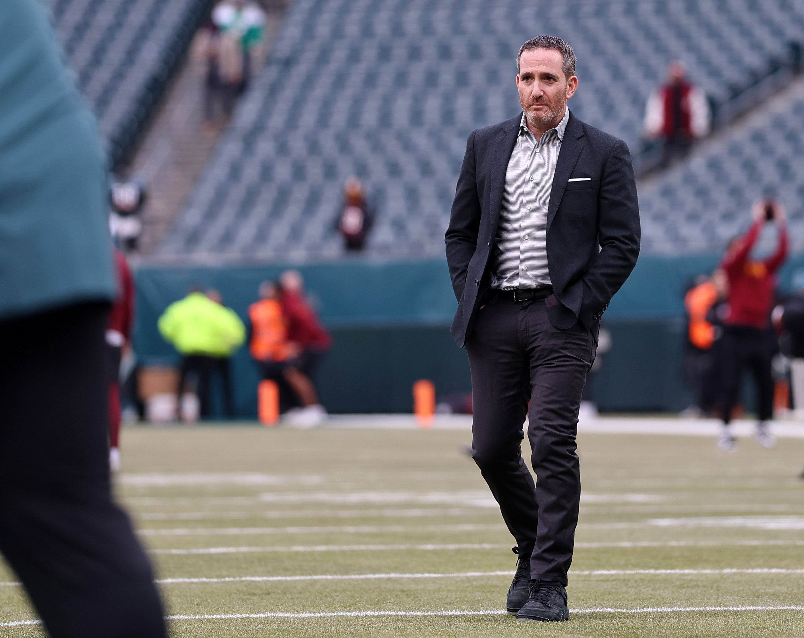 Philadelphia Eagles general manager Howie Roseman looks on before the NFC Championship game at Lincoln Financial Field.