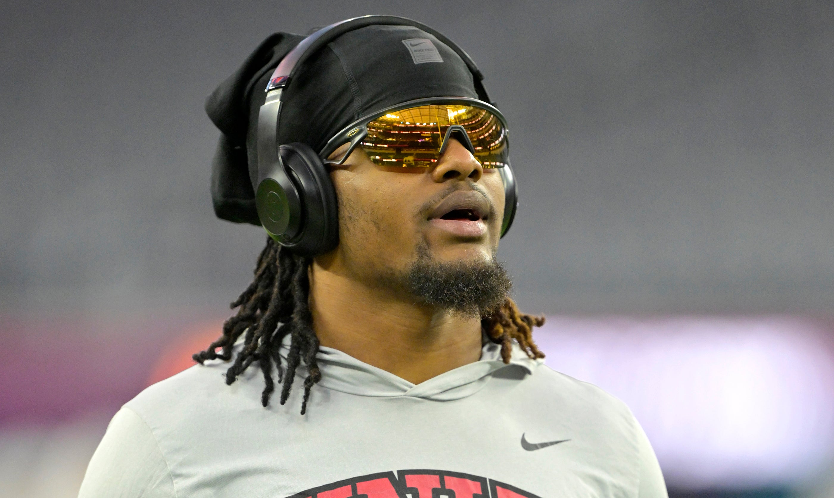 UNLV Rebels defensive back Johnathan Baldwin (3) warms up prior to the LA Bowl against the California Golden Bears at SoFi Stadium.