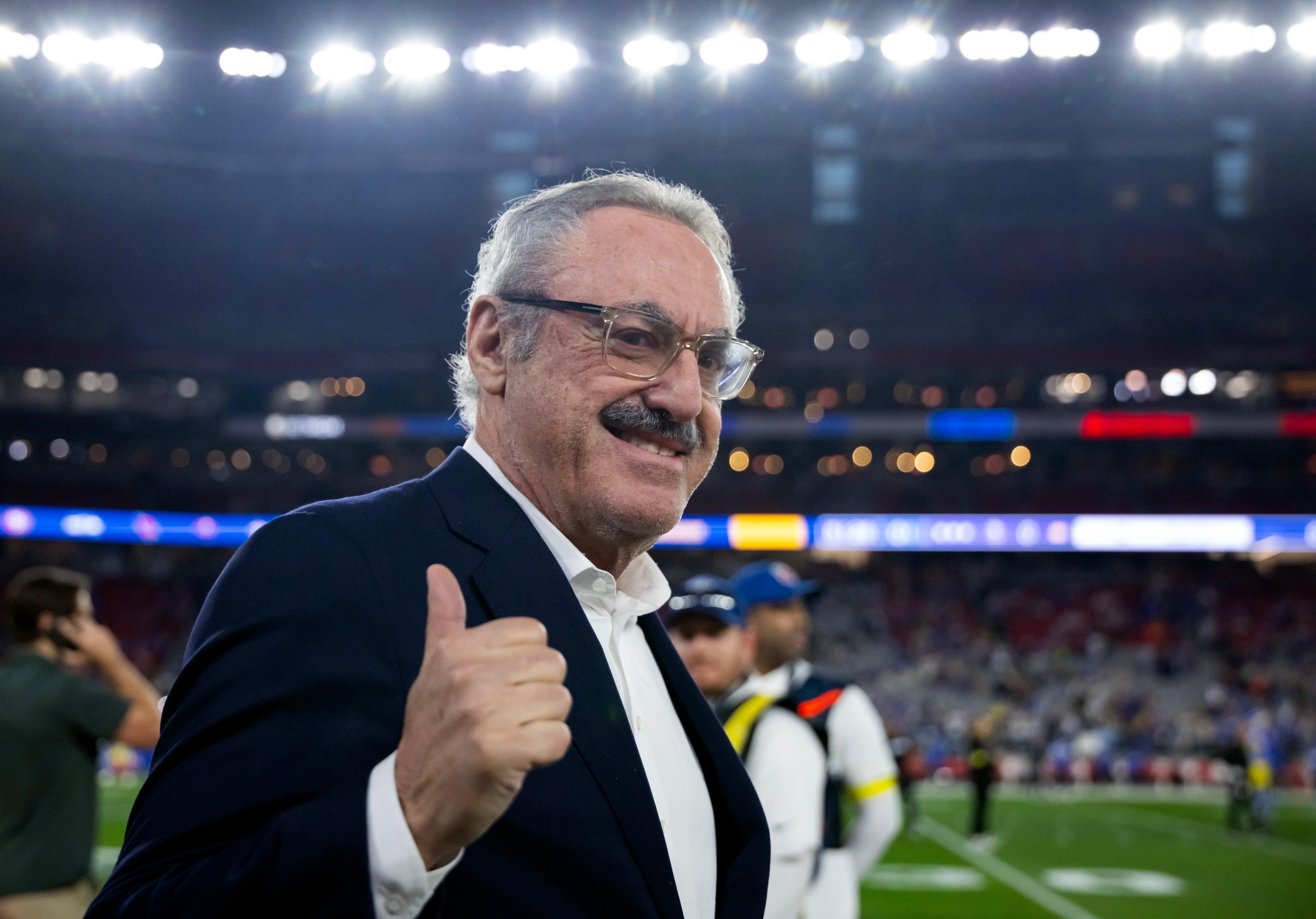 Jan 13, 2025; Glendale, AZ, USA; Minnesota Vikings owner/chairman Zygi Wilf prior to the game against the Los Angeles Rams during an NFC wild card game at State Farm Stadium.