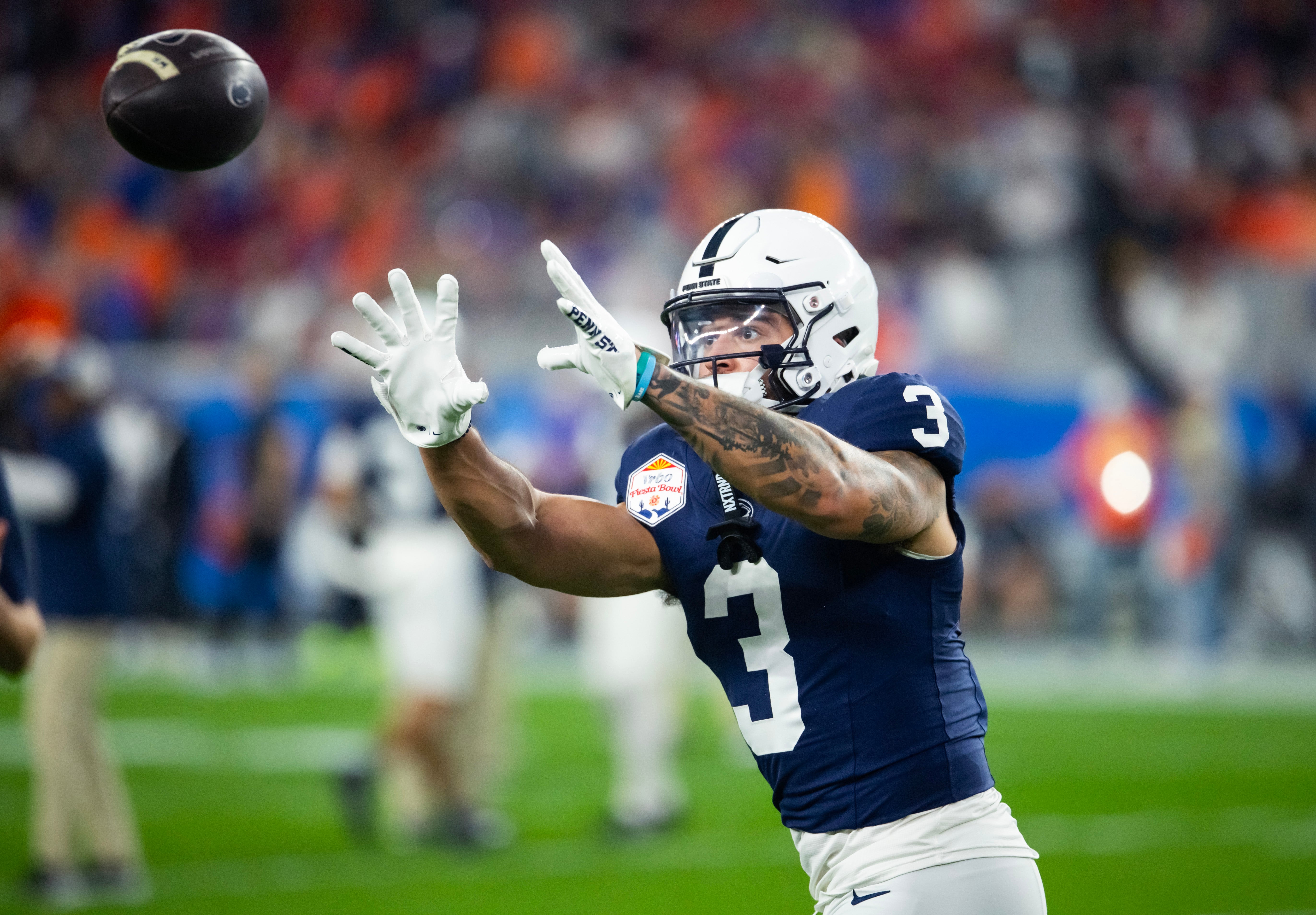 Penn State Nittany Lions wide receiver Julian Fleming (3) against the Boise State Broncos during the Fiesta Bowl at State Farm Stadium.