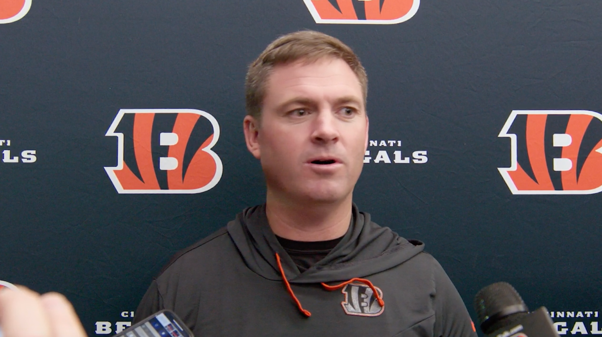 Cincinnati Bengals head coach talks to reporters after rookie minicamp on Friday, May 9, 2025.