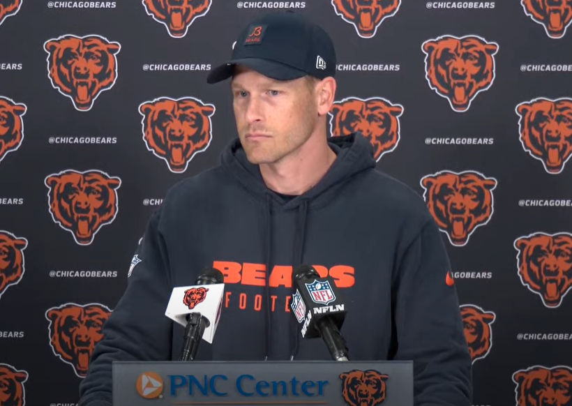 Bears head coach Ben Johnson addresses the media following the first day of rookie minicamp 2025.
