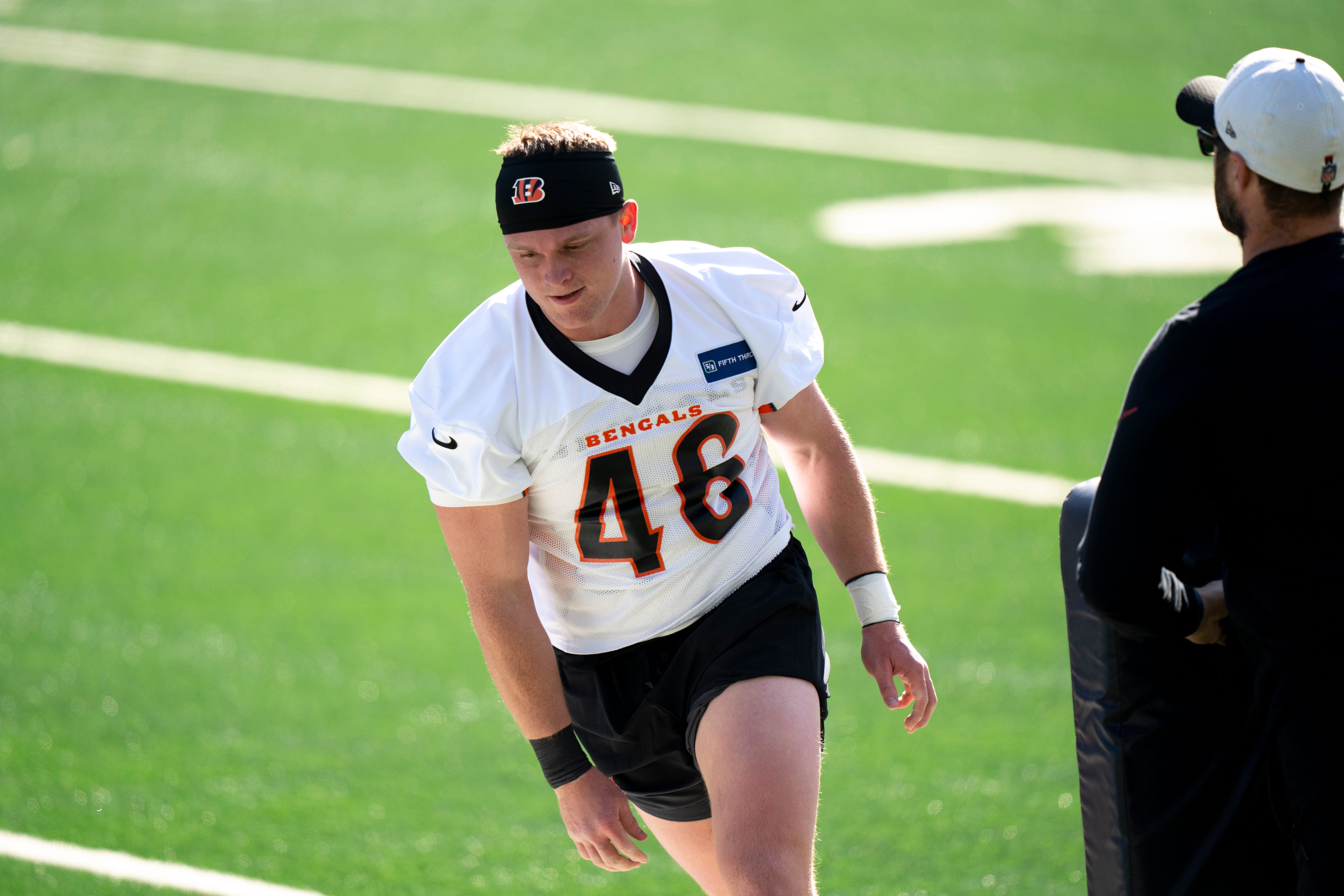 Bengals long snapper William Wagner (46) works out during the Bengals Rookie Mini Camp on Friday, May 9, 2025 at Paycor Stadium in Cincinnati.