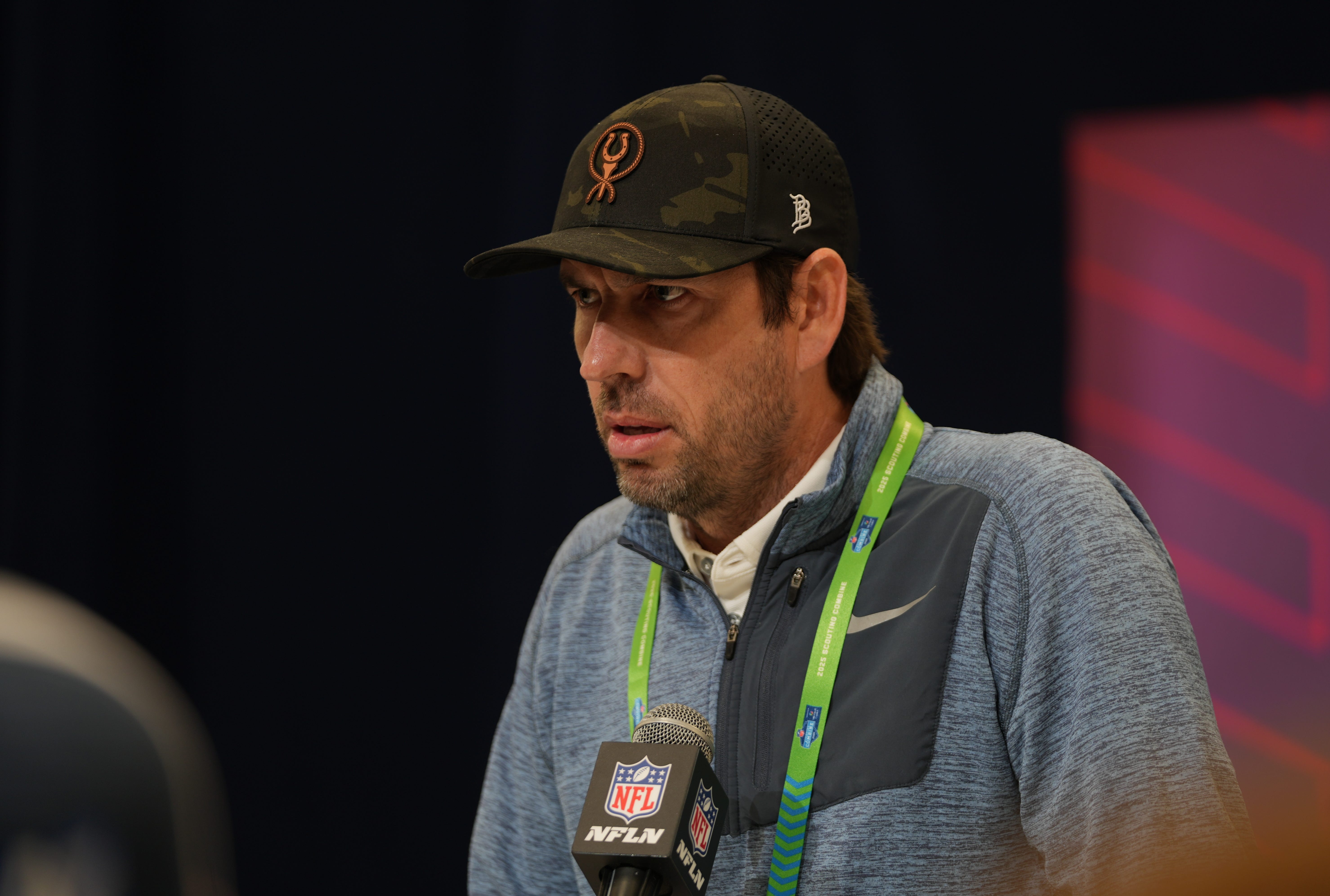 Indianapolis Colts head coach Shane Steichen speaks to the media at the 2025 NFL Scouting Combine