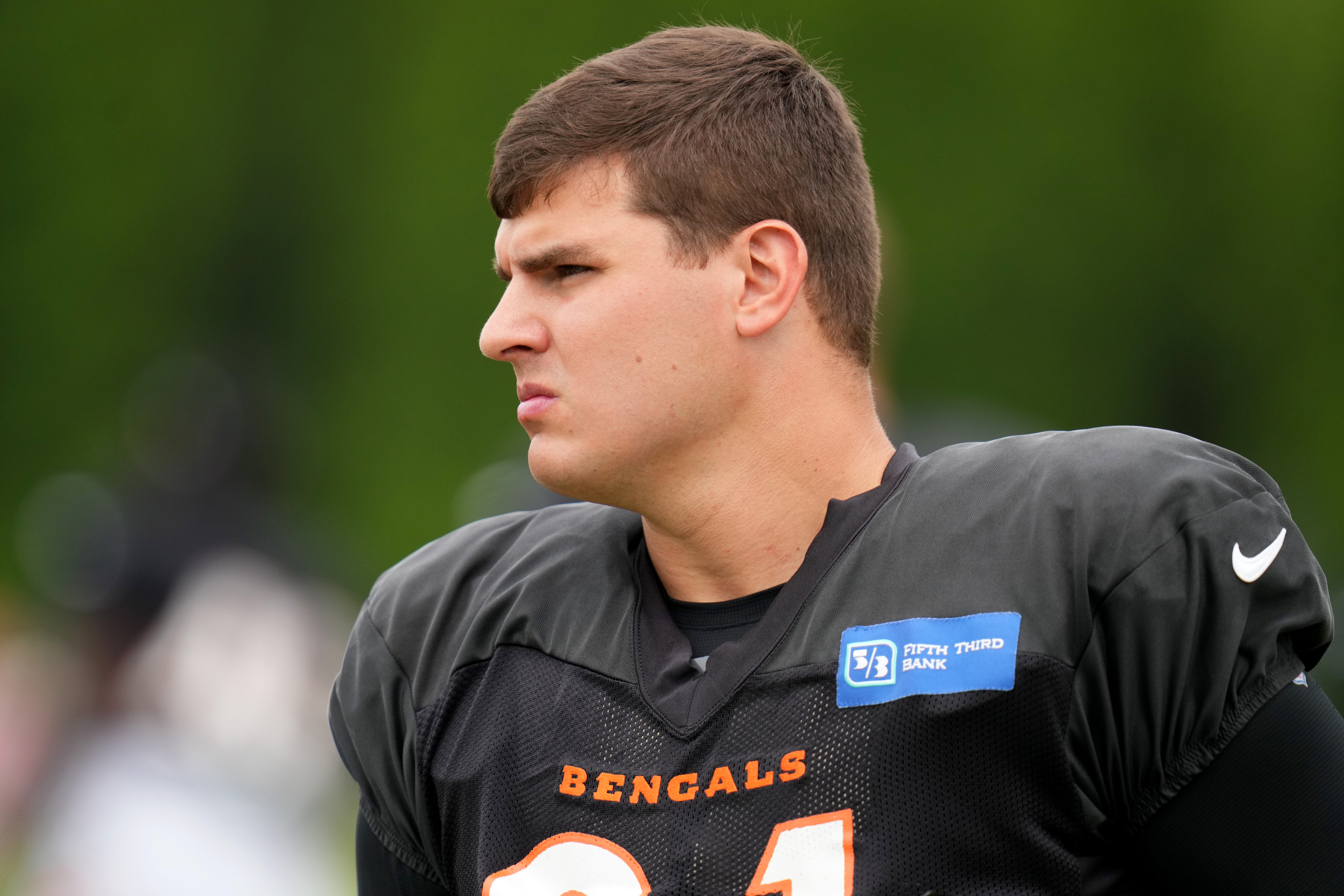 Cincinnati Bengals defensive end Trey Hendrickson (91) stretches during a joint practice between the Green Bay Packers and the Cincinnati Bengals, Wednesday, Aug. 9, 2023, at the practice fields next to Paycor Stadium in Cincinnati.