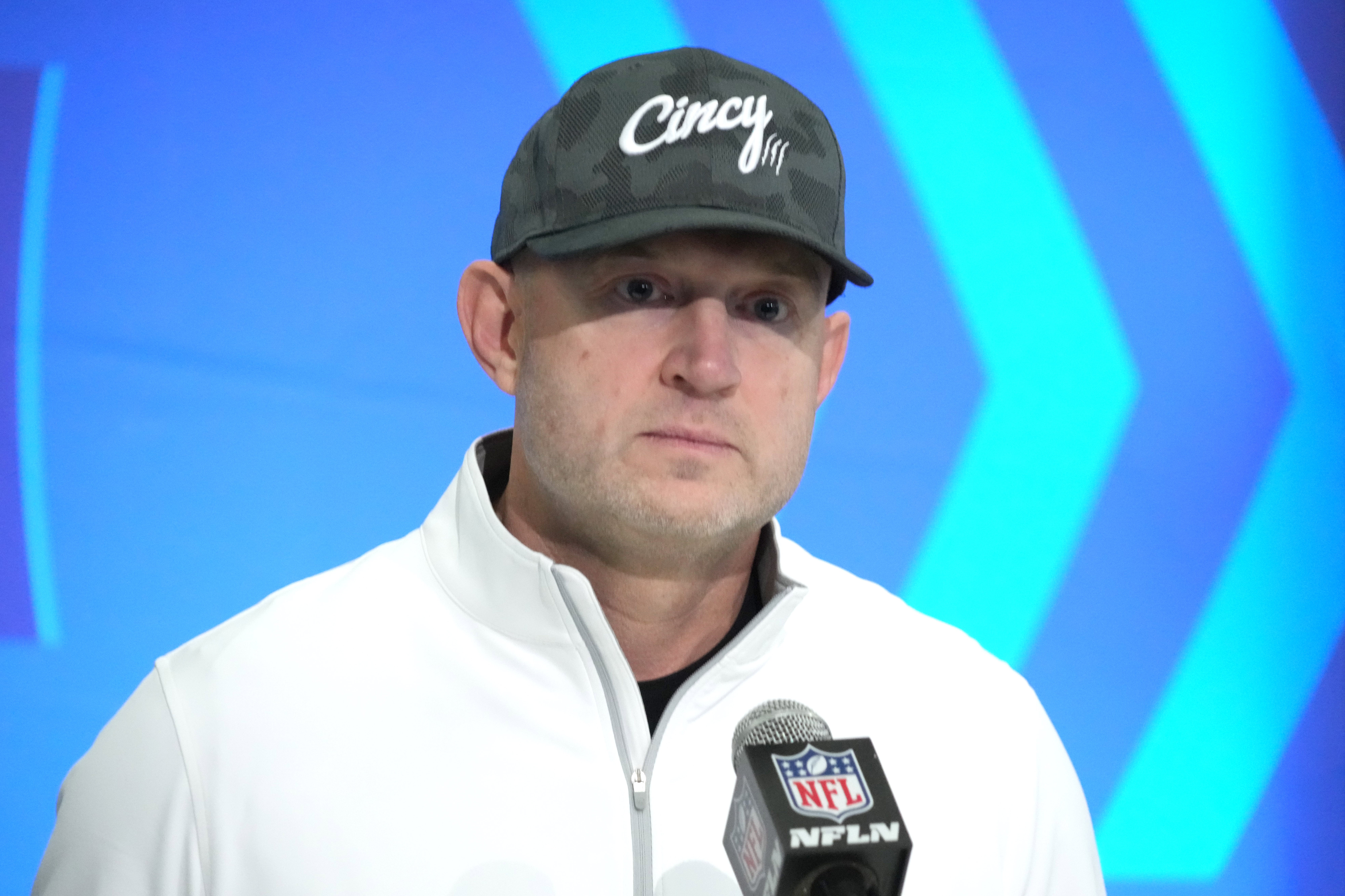 Feb 27, 2024; Indianapolis, IN, USA; Cincinnati Bengals general manager Duke Tobin during the NFL Scouting Combine at Indiana Convention Center.