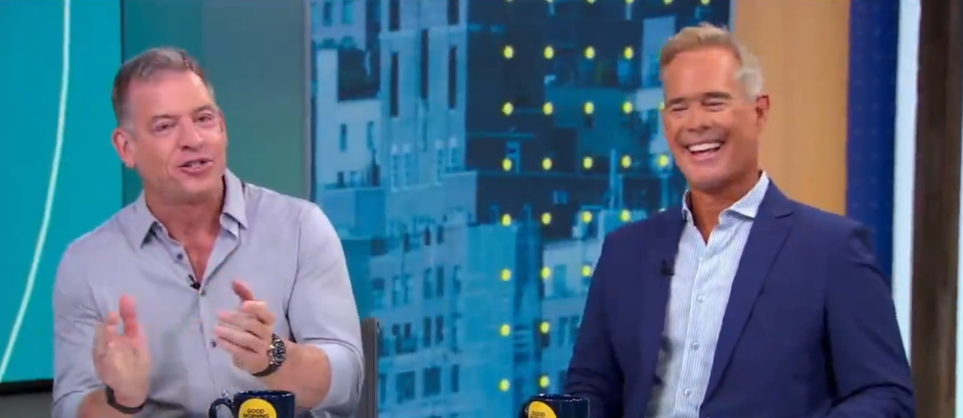 Troy Aikman and Joe Buck appear on Good Morning America