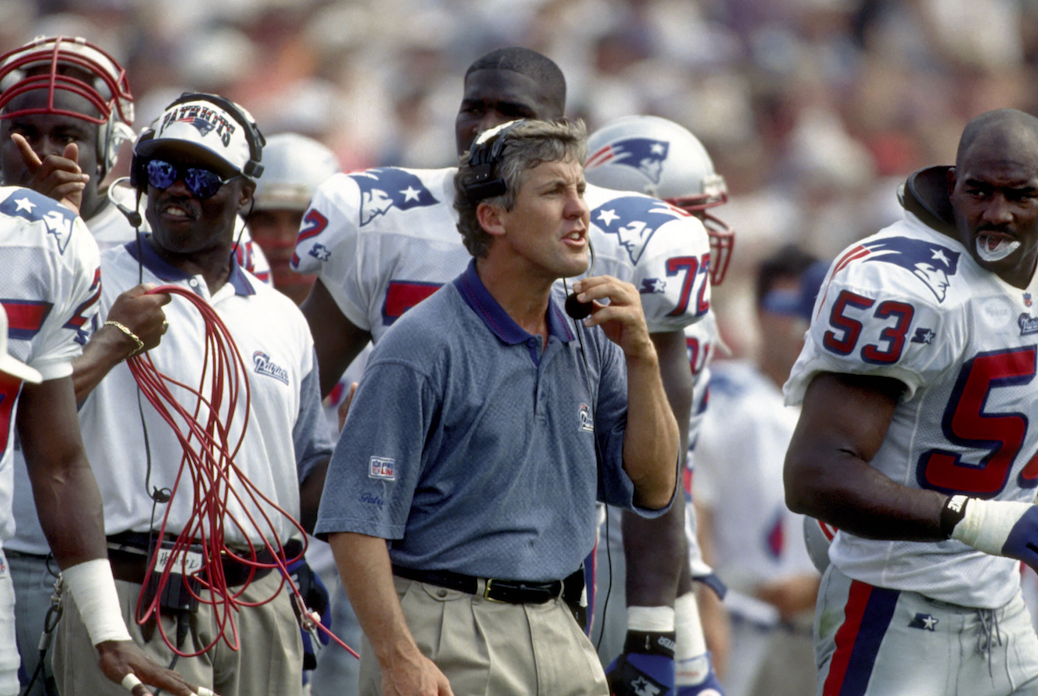 Aug 16, 1997; Foxboro, MA, USA; FILE PHOTO; New England Patriots head coach Pete Carroll on the sideline of their pre-season game against the Denver Broncos at Foxboro Stadium.