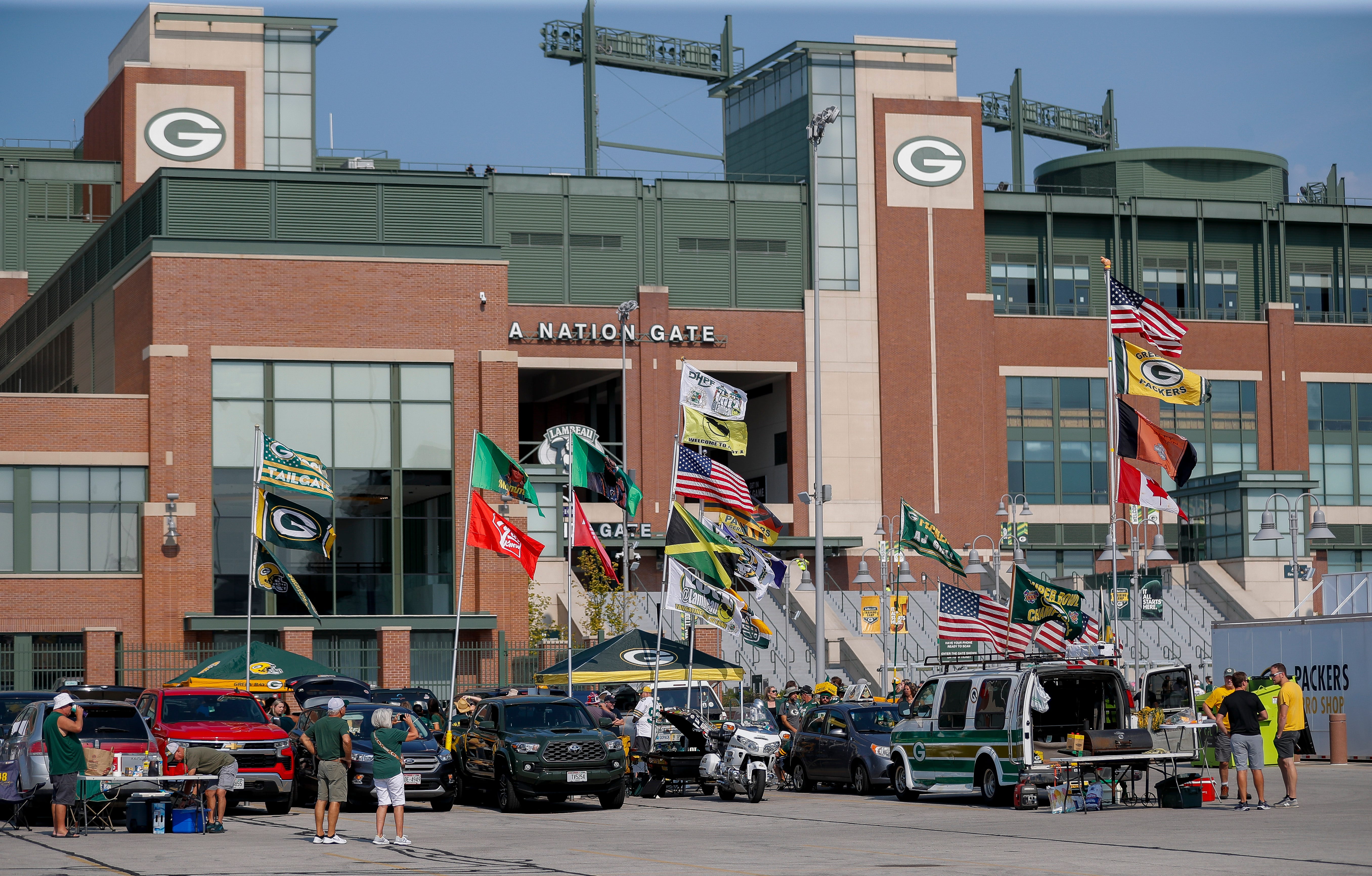 Fan tailgate on Aug. 24, 2024, in the Lambeau Field parking lot in Green Bay.