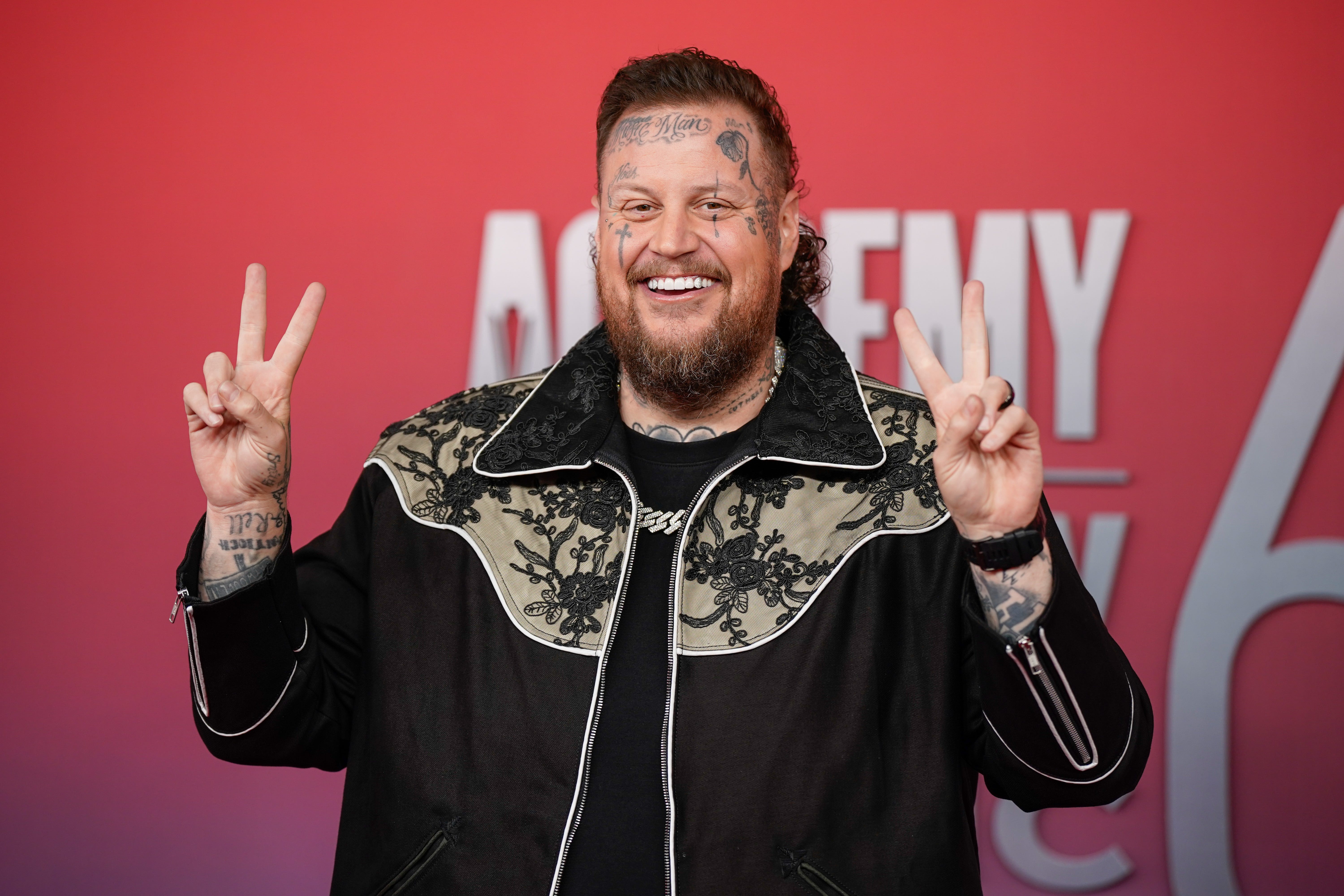 Jelly Roll arrives on the red carpet before the 60th Academy of Country Music Awards at the Ford Center at The Star in Frisco, Texas, Thursday, May 8, 2025.