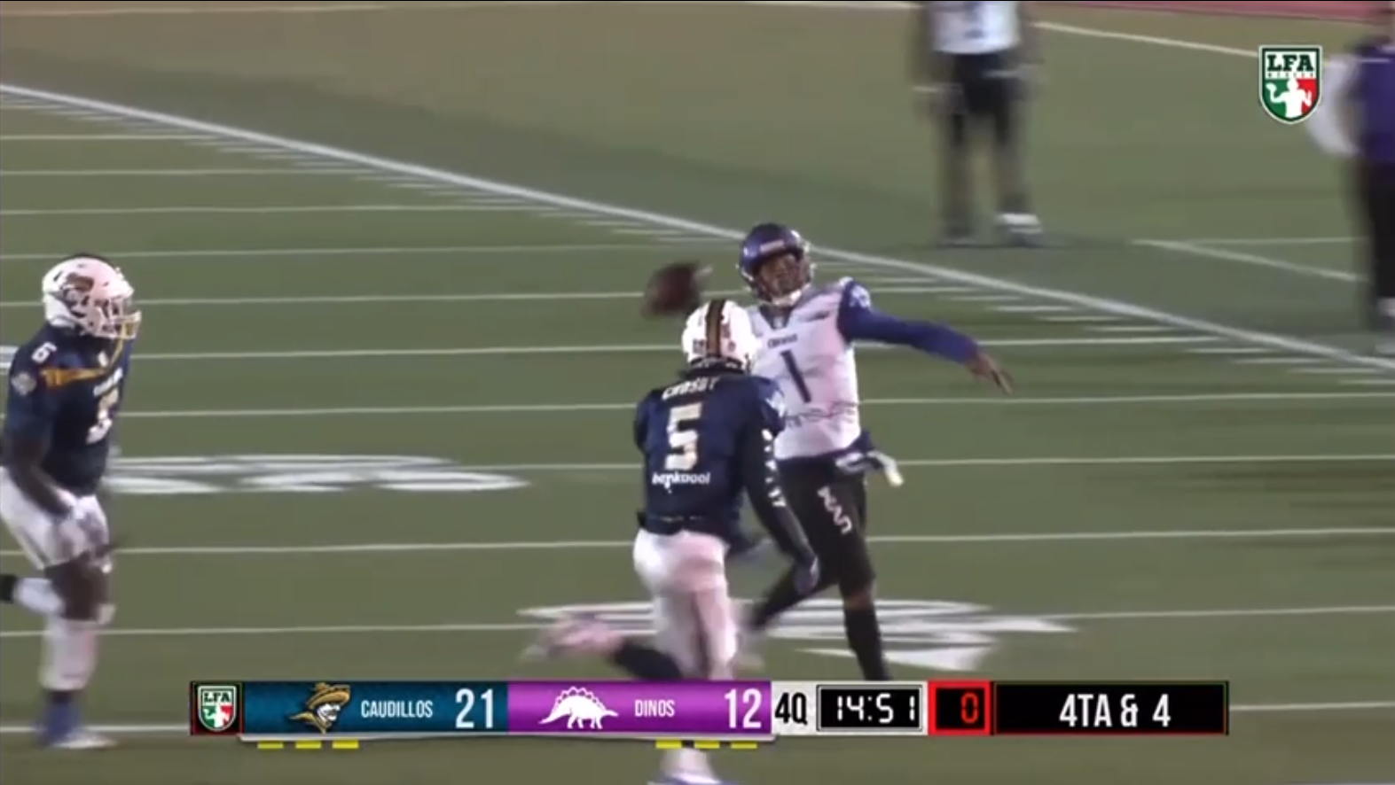 Former TCU quarterback Trevone Boykin throws a wild touchdown in Mexico's LFA league.