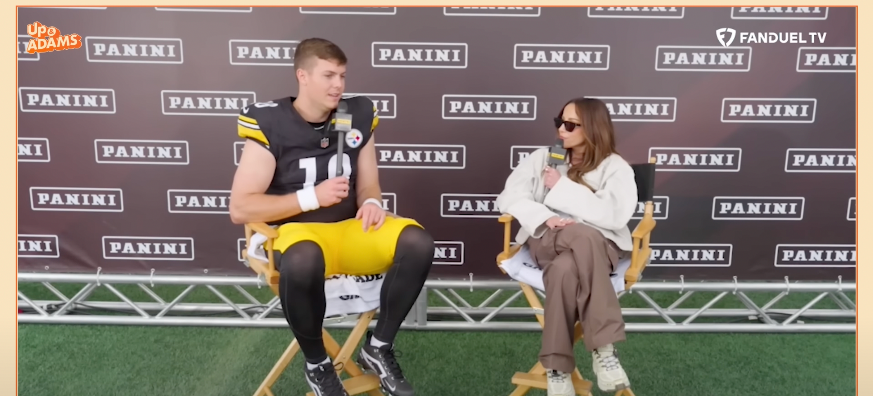 Pittsburgh Steelers rookie quarterback Will Howard sits down with Kay Adams of the Up and Adams show at the NFLPA Rookie Premiere, 5/20/25.