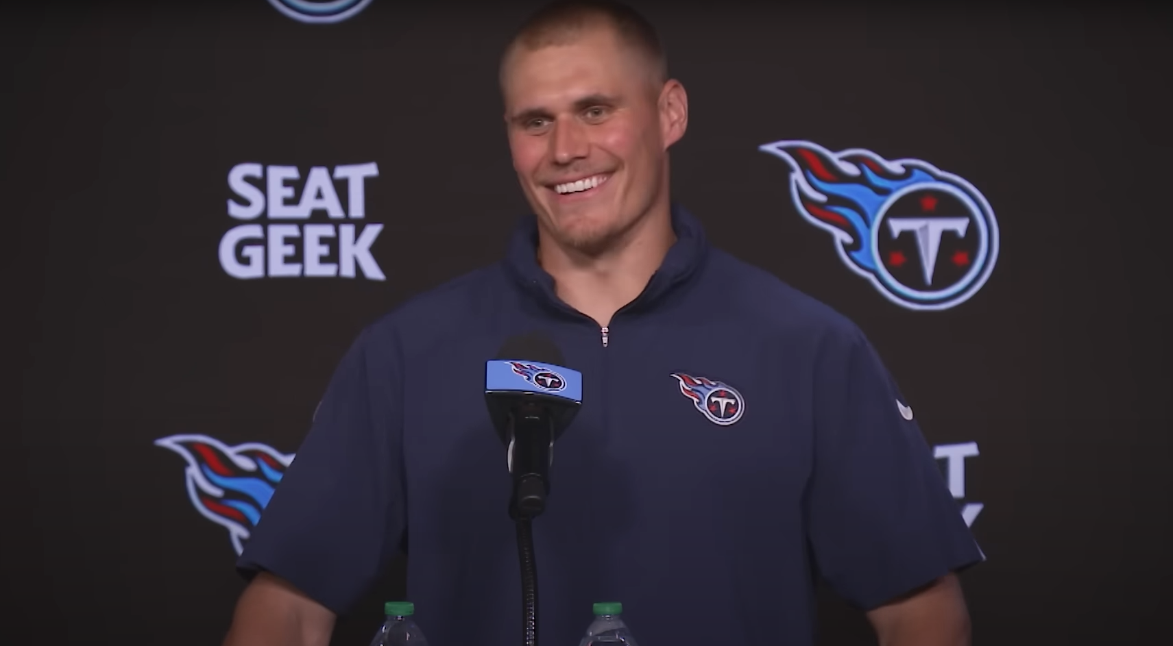 Titans LB Cody Barton at podium May 20th, 2025