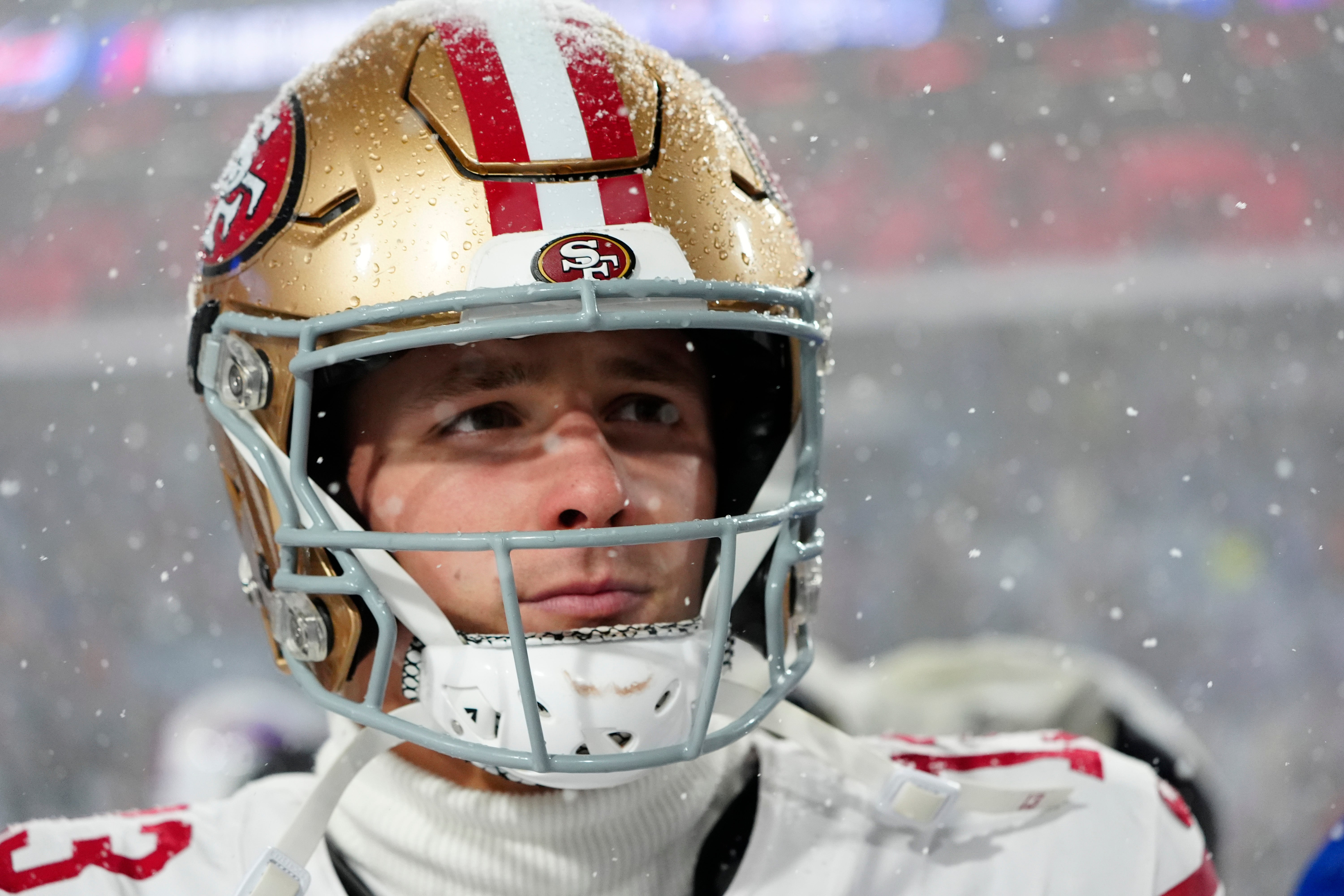 San Francisco 49ers quarterback Brock Purdy (13) after the game against the Buffalo Bills at Highmark Stadium.