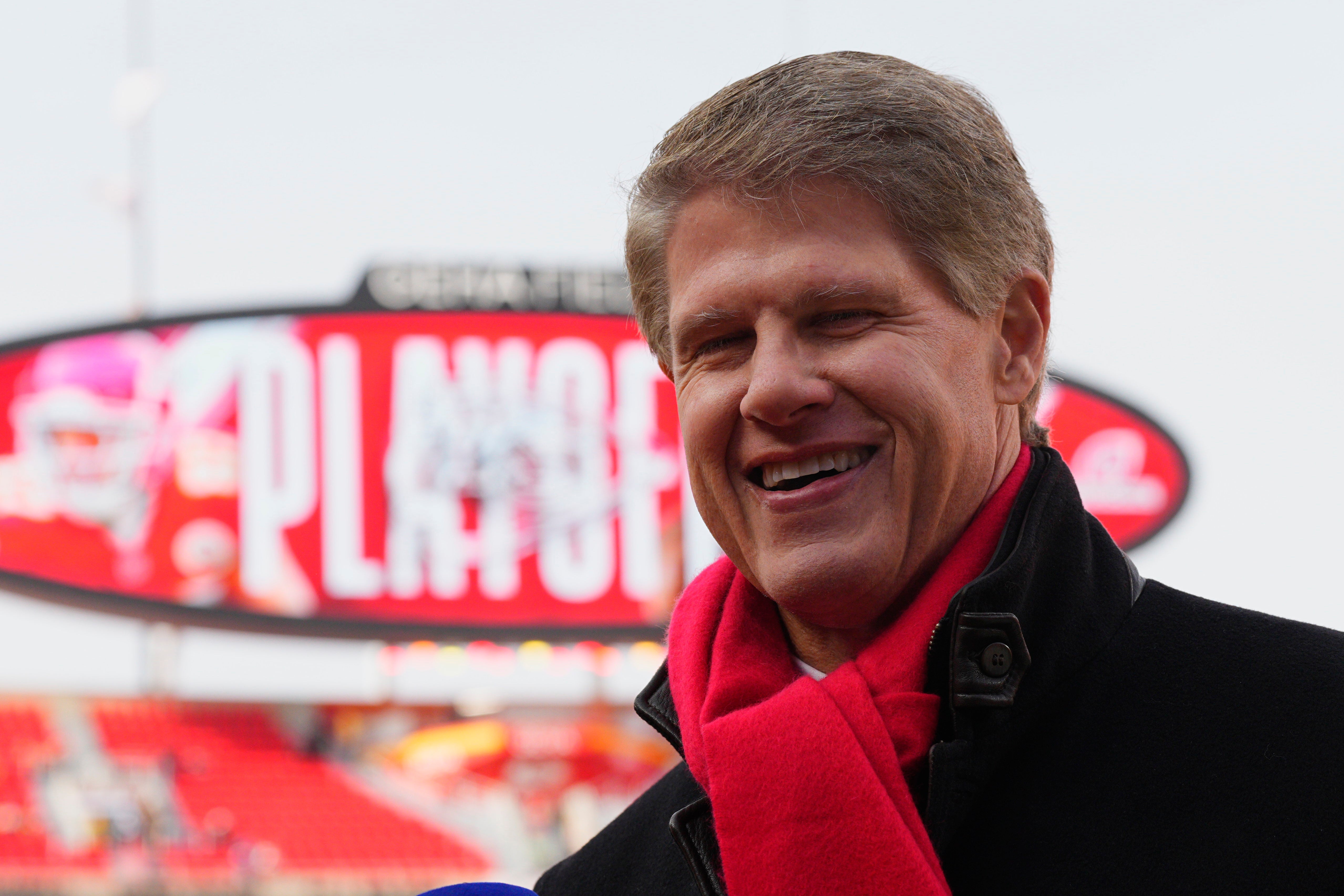 Jan 18, 2025; Kansas City, Missouri, USA; Kansas City Chiefs chairman and chief executive officer Clark Hunt looks on before a 2025 AFC divisional round game against the Houston Texans at GEHA Field at Arrowhead Stadium.