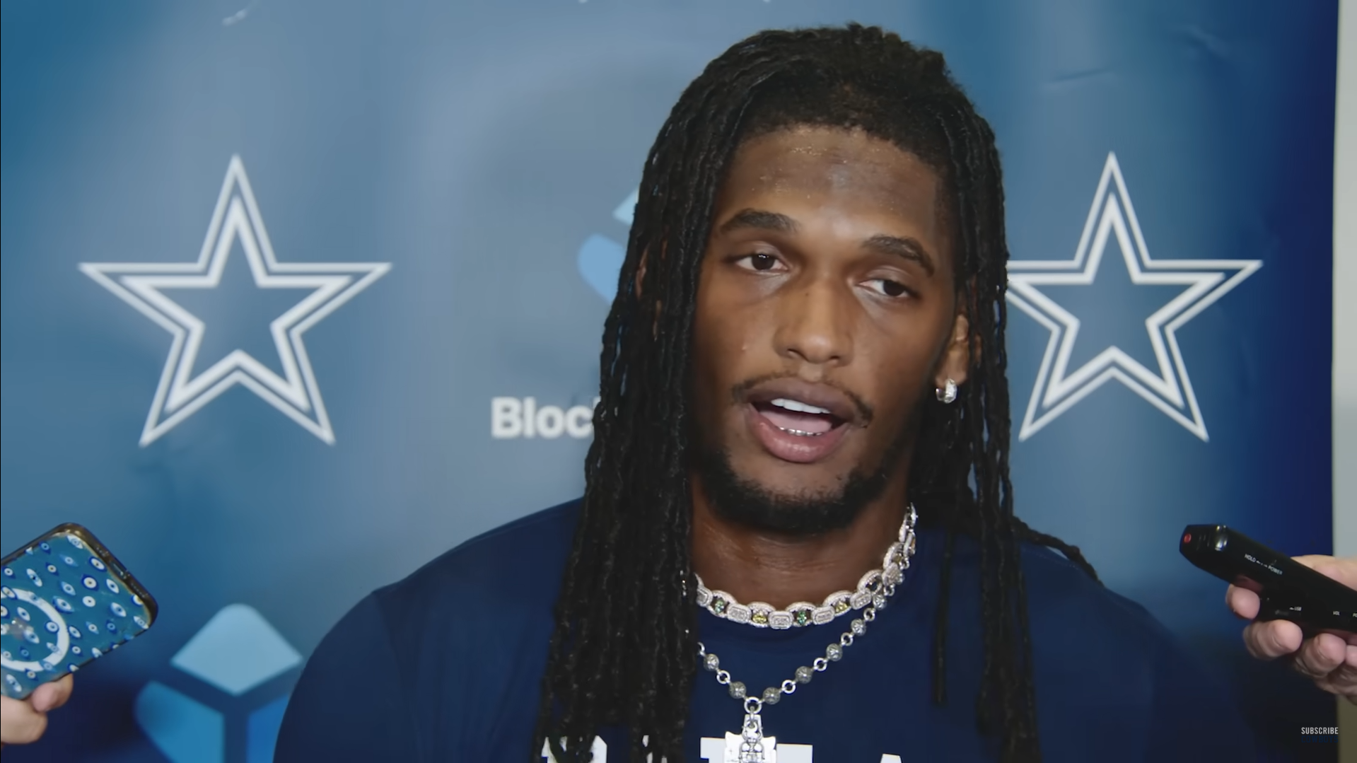 Dallas Cowboys WR CeeDee Lamb talks to reporters about George Pickens.