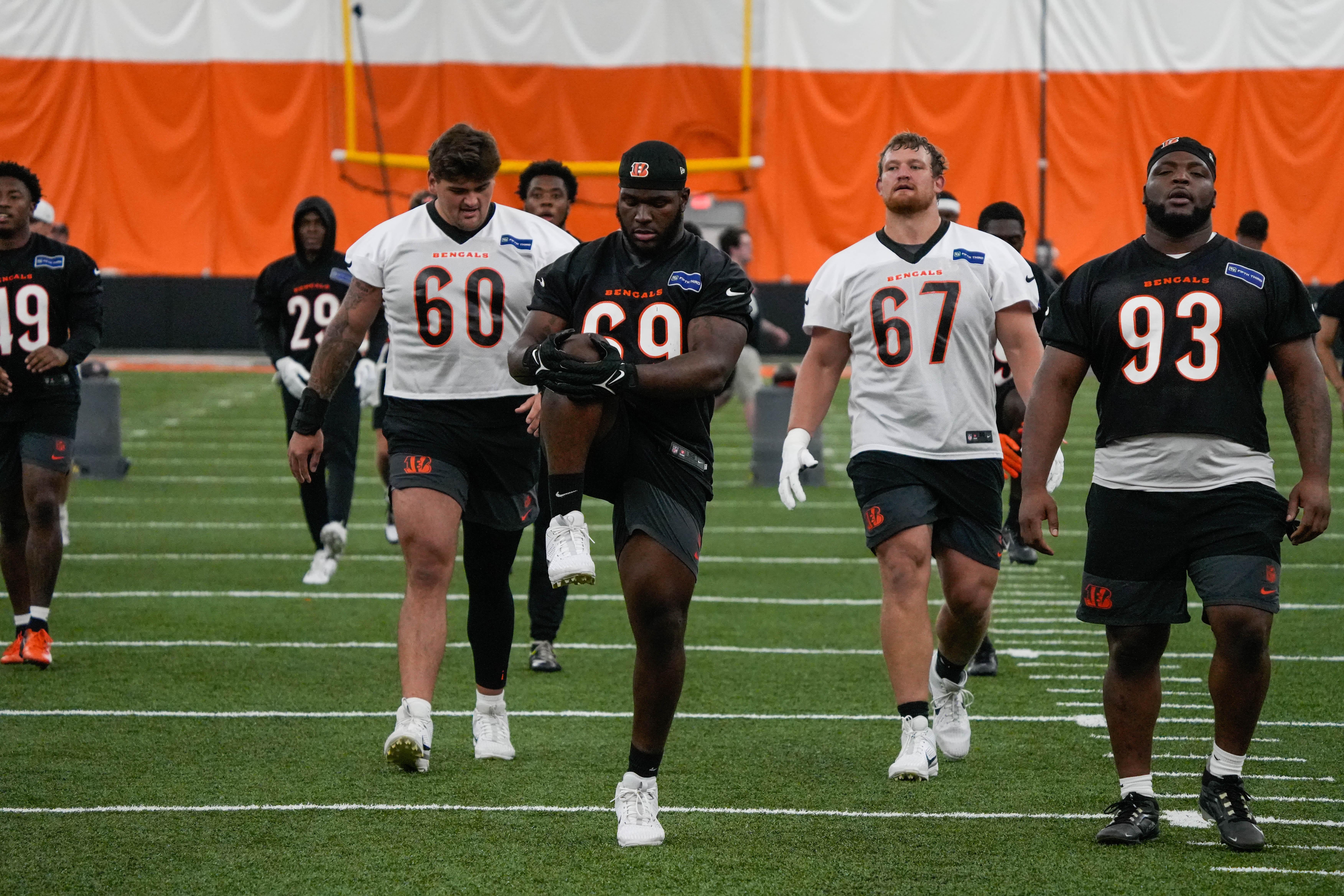 The Cincinnati Bengals practice in the off season on Tuesday May 20, 2025.  