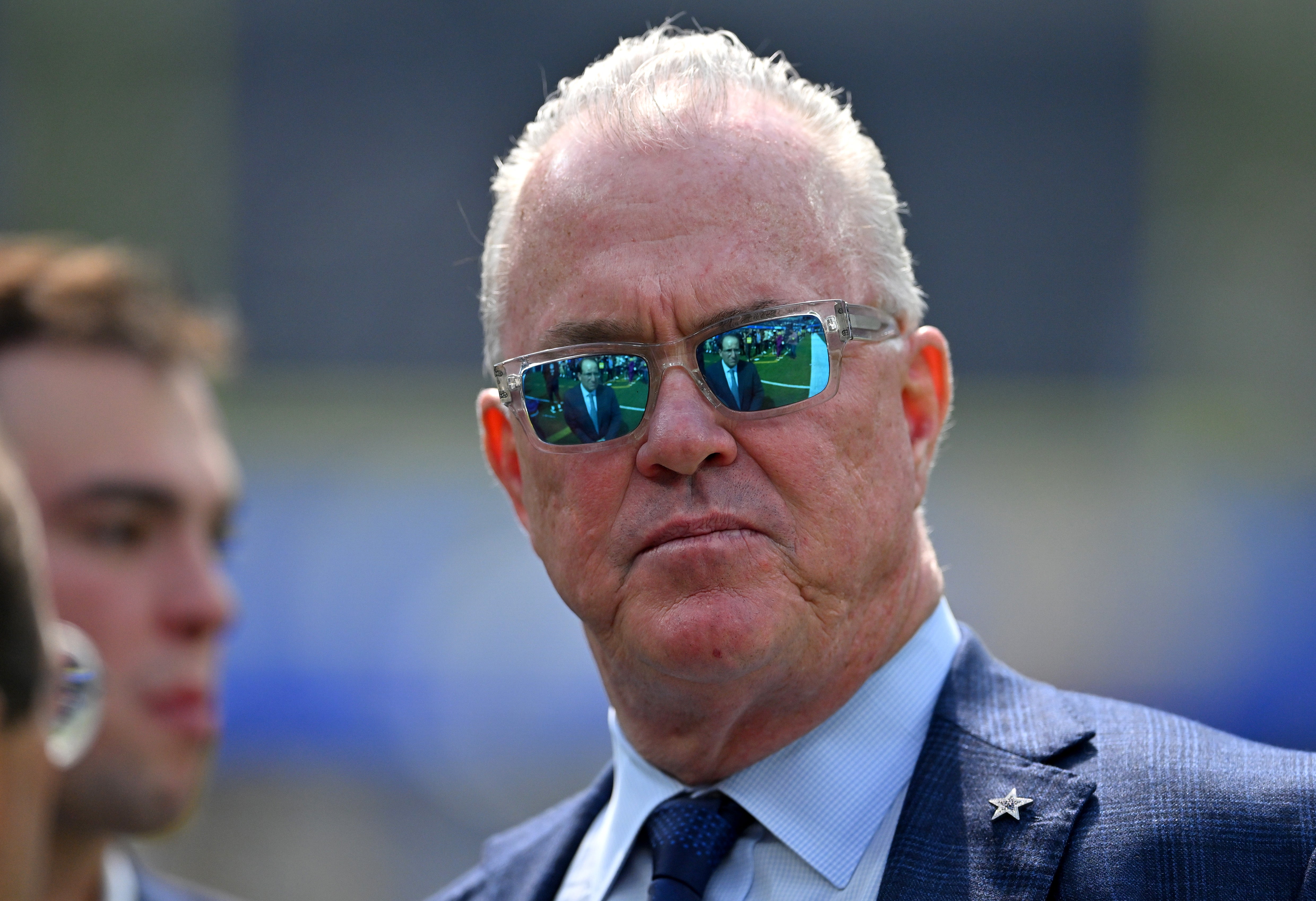 Dallas Cowboys chief operating officer, executive vice president and director of player personnel Stephen Jones looks on prior to the game against the Los Angeles Rams at SoFi Stadium.