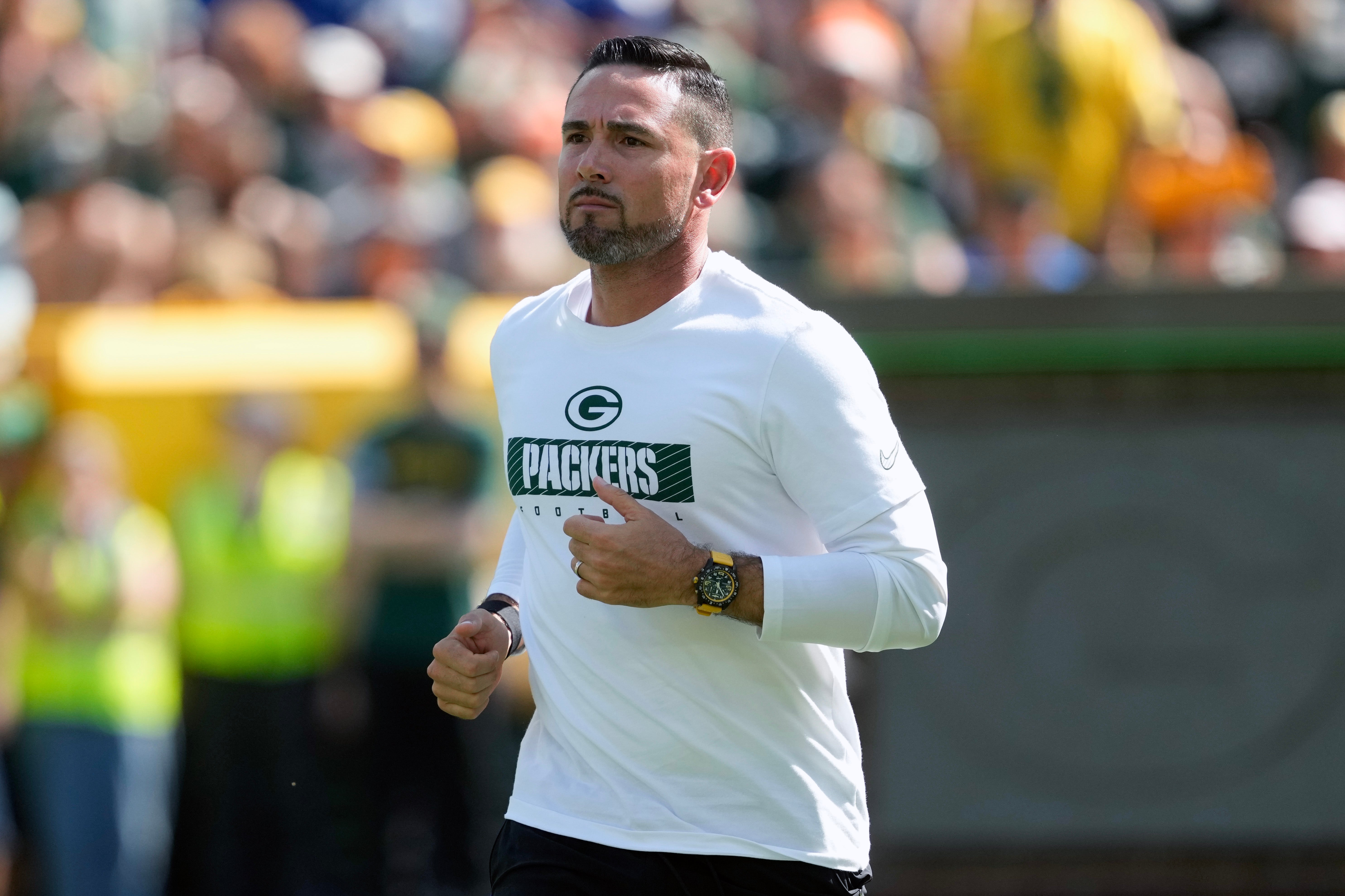 Green Bay Packers head coach Matt LaFleur prior to the game against the Indianapolis Colts at Lambeau Field.